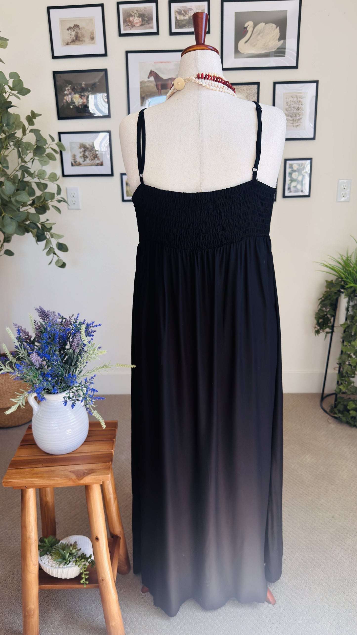 1.STATE Black Crochet Trim Maxi Dress Size XL