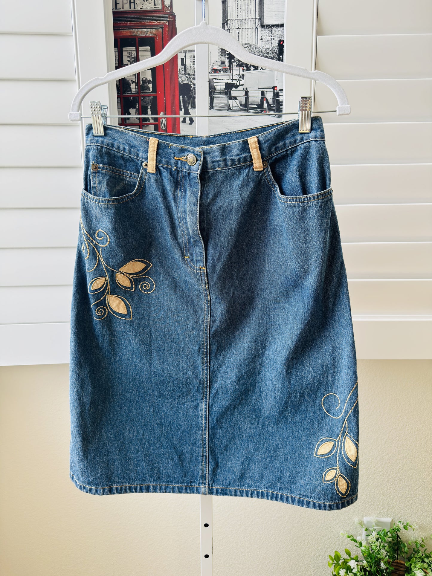 Style & co. Women's Embroidered Denim Pencil Skirt, Size 8