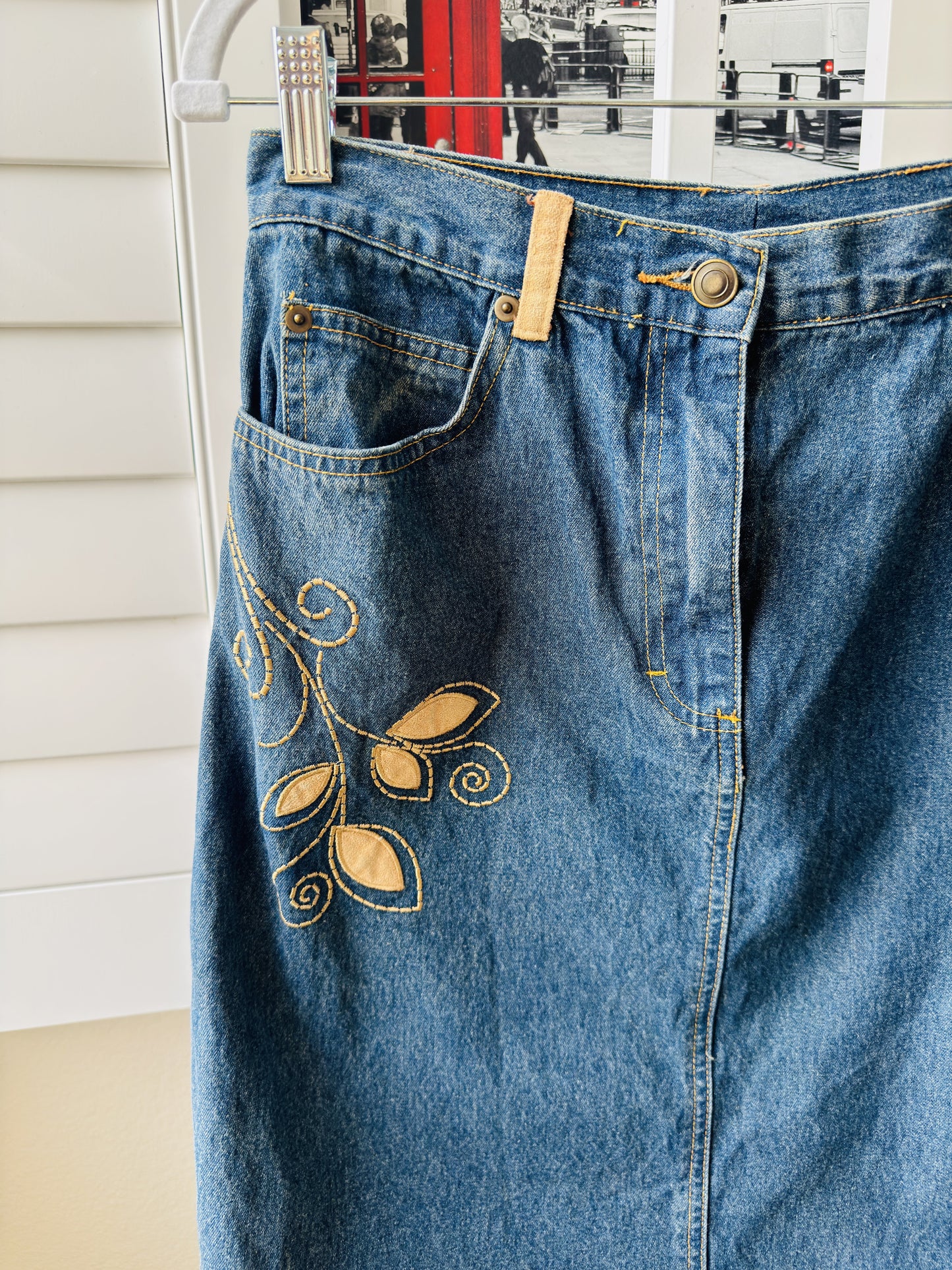 Style & co. Women's Embroidered Denim Pencil Skirt, Size 8