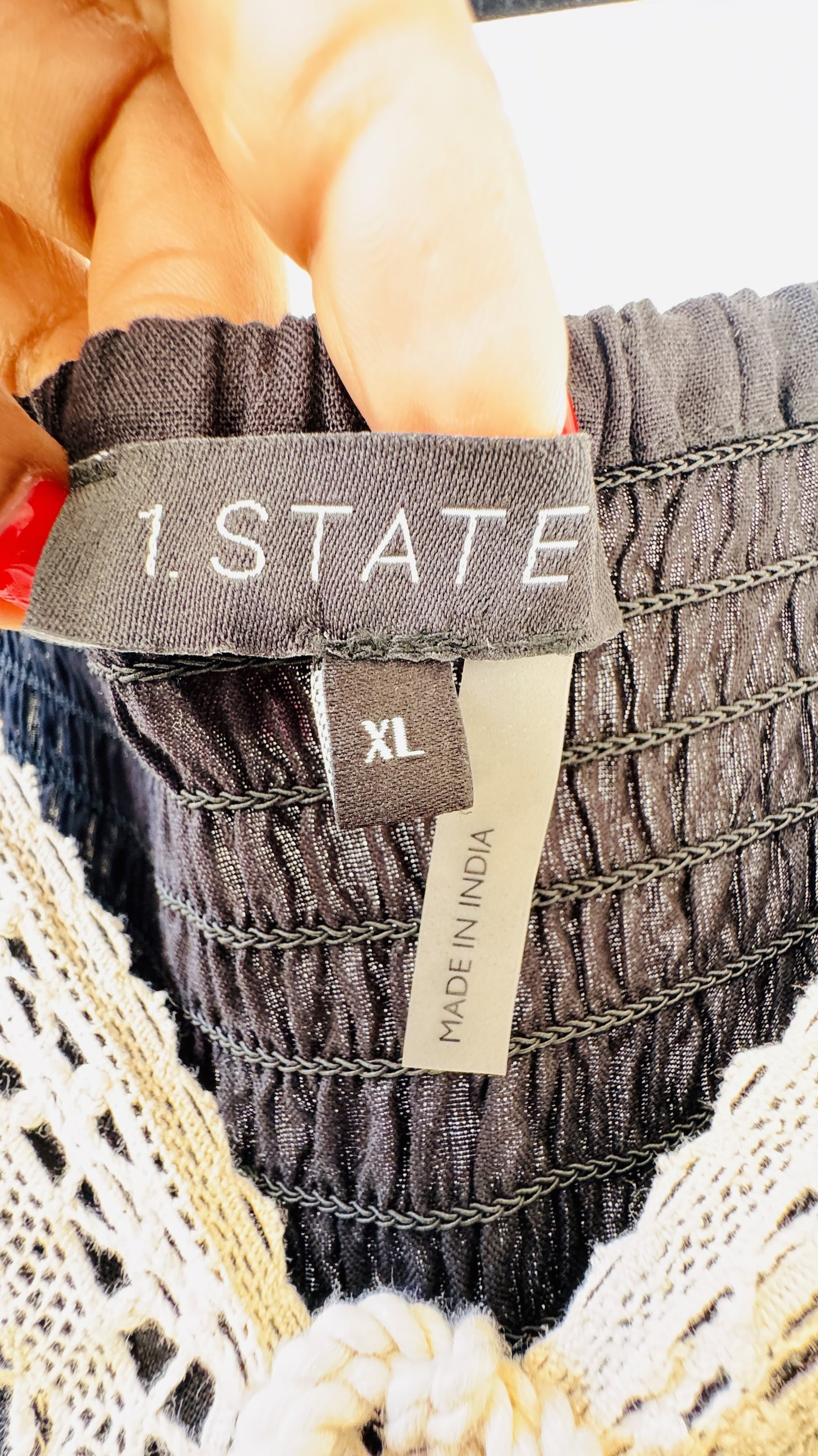 1.STATE Black Crochet Trim Maxi Dress Size XL