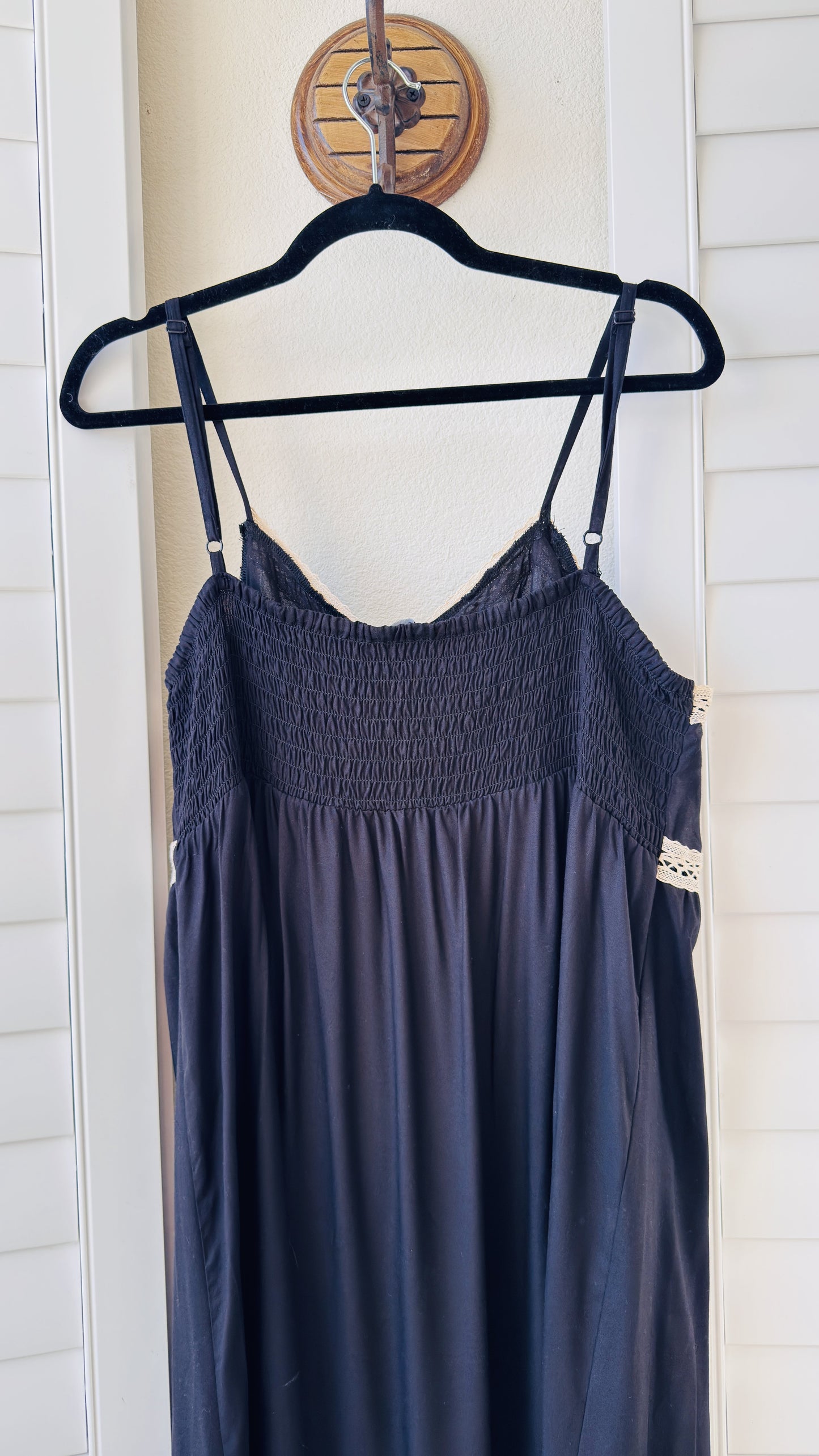 1.STATE Black Crochet Trim Maxi Dress Size XL