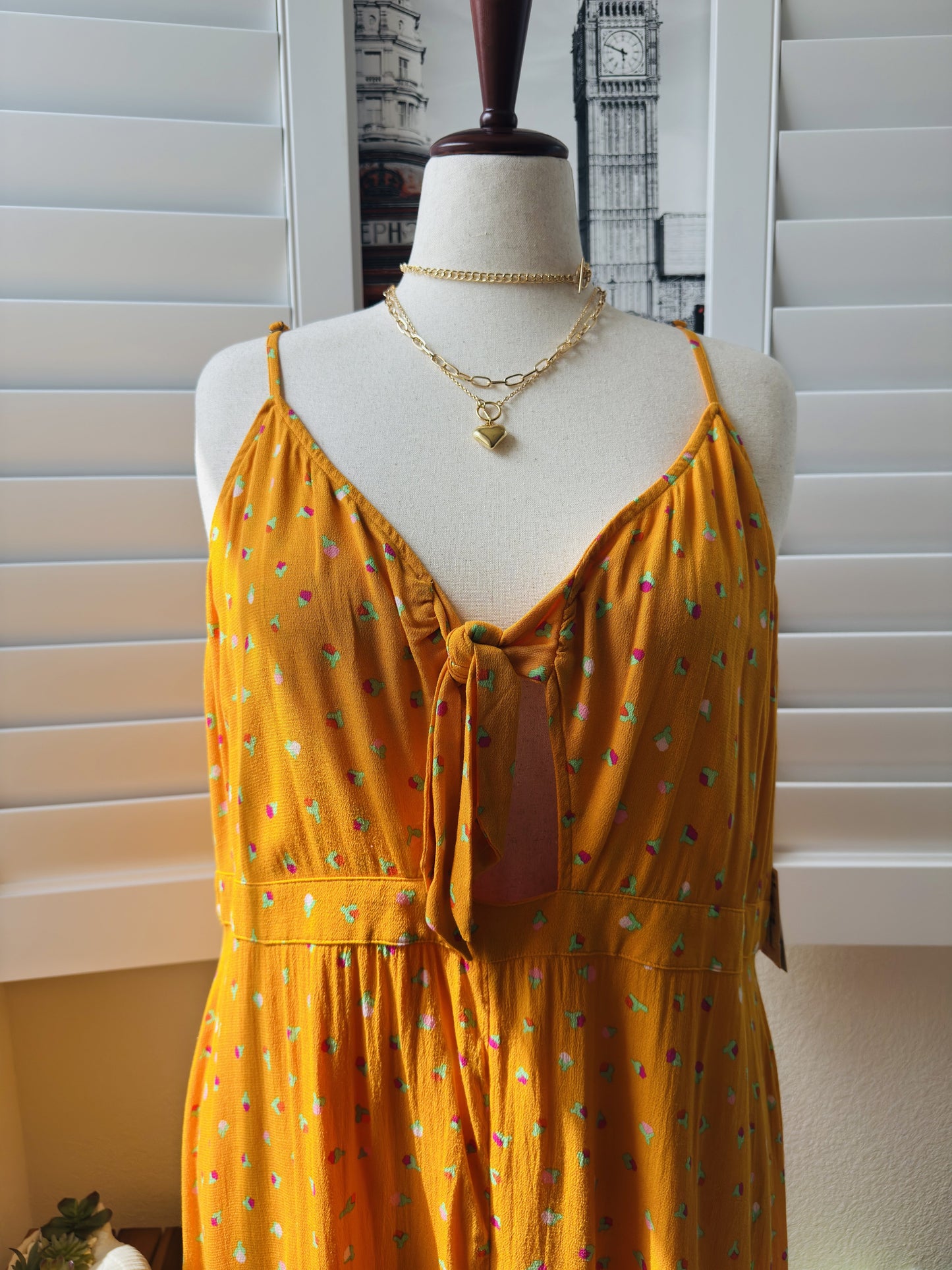 BP. Plus Size Tiered Tie-Front Maxi Dress in Yellow Floral - 3X