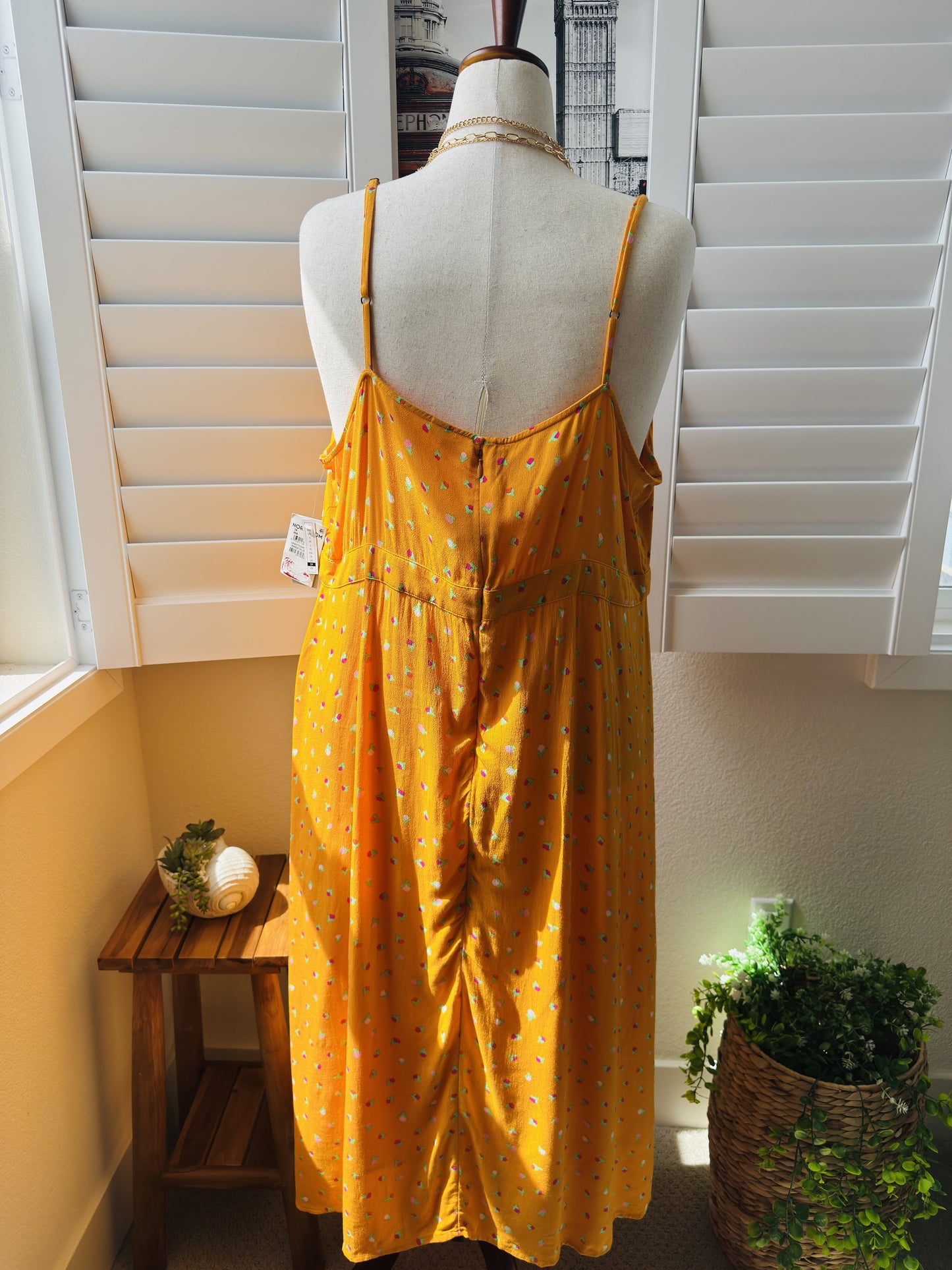 BP. Plus Size Tiered Tie-Front Maxi Dress in Yellow Floral - 3X