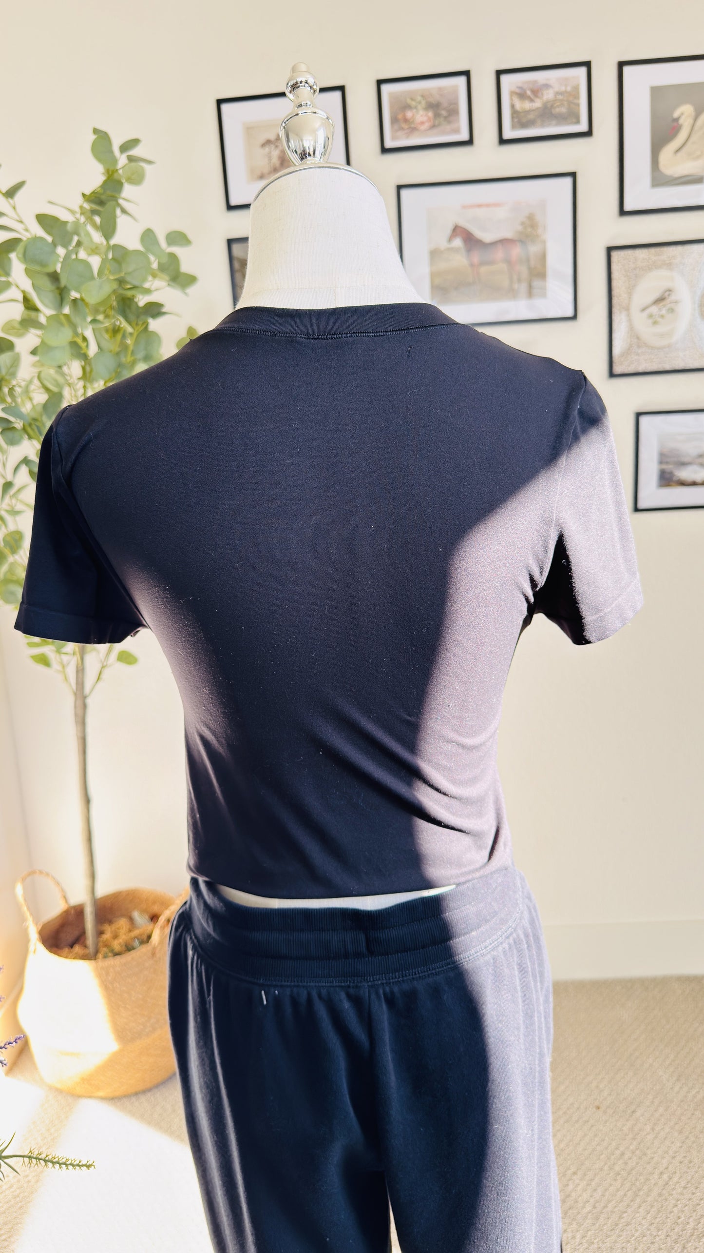 Aritzia Seamless Crewneck Crop Tee Black - Size L