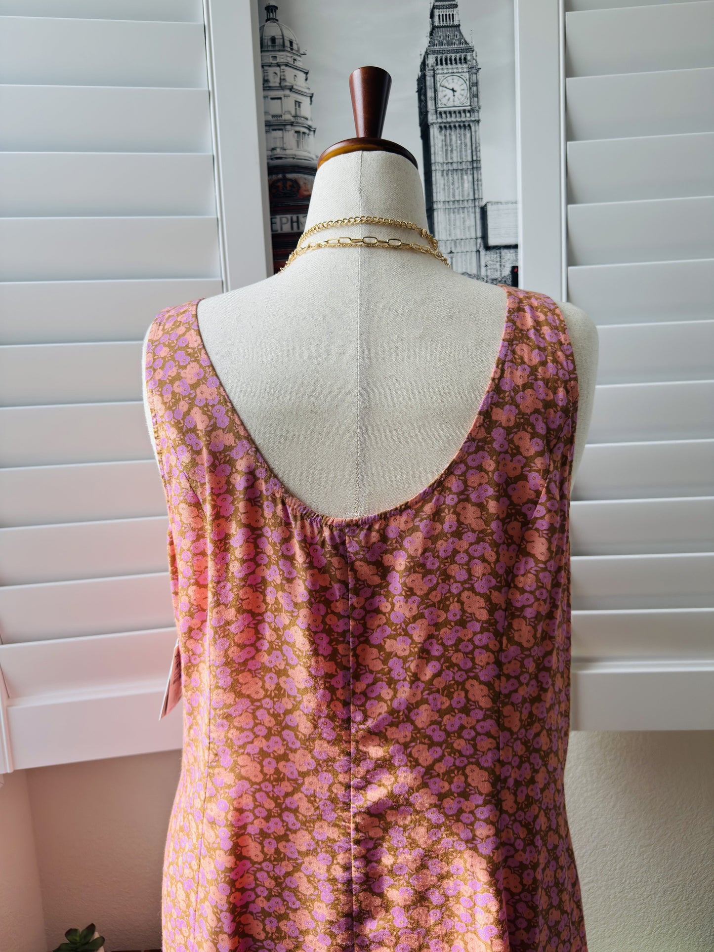 BP. Pink Floral Sleeveless Button-Front Mini Dress, Size 2X
