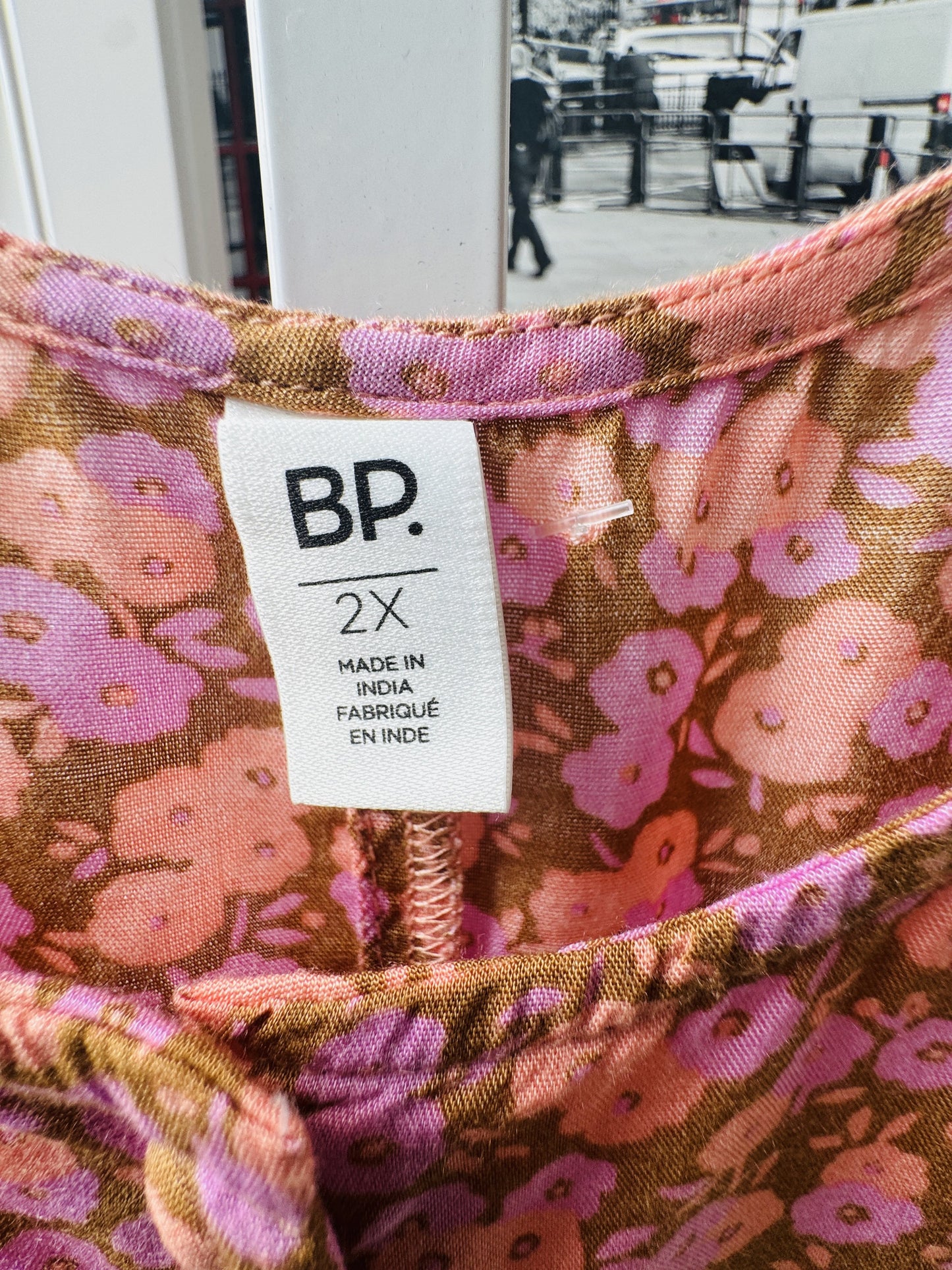 BP. Pink Floral Sleeveless Button-Front Mini Dress, Size 2X