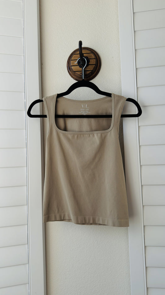 Vital Life Seamless Ribbed Square Neck Tank Top - Size M