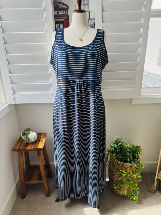 Columbia PFG Navy Blue Striped Maxi Dress Size 2X
