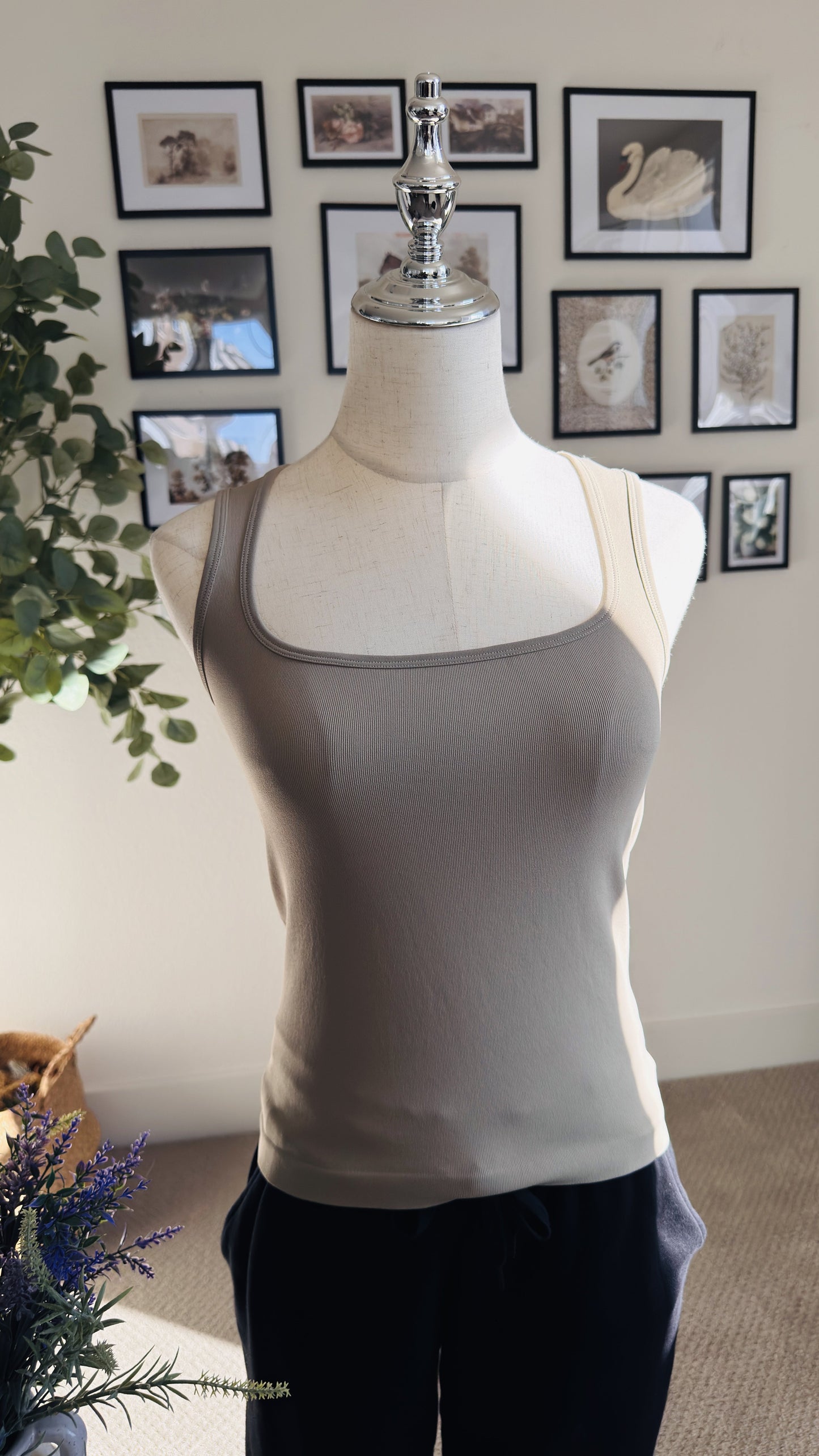 Vital Life Seamless Ribbed Square Neck Tank Top - Size M