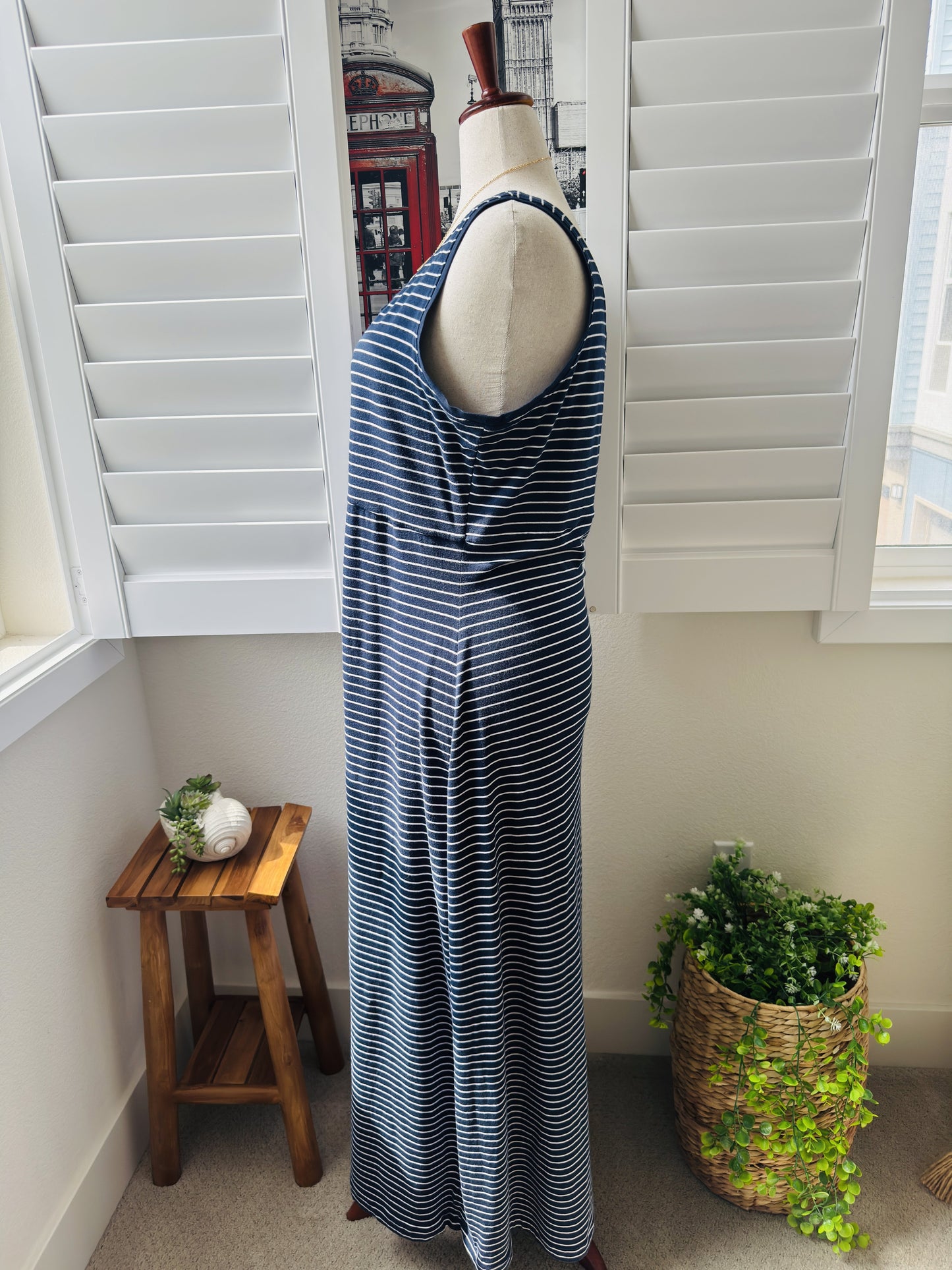 Columbia PFG Navy Blue Striped Maxi Dress Size 2X