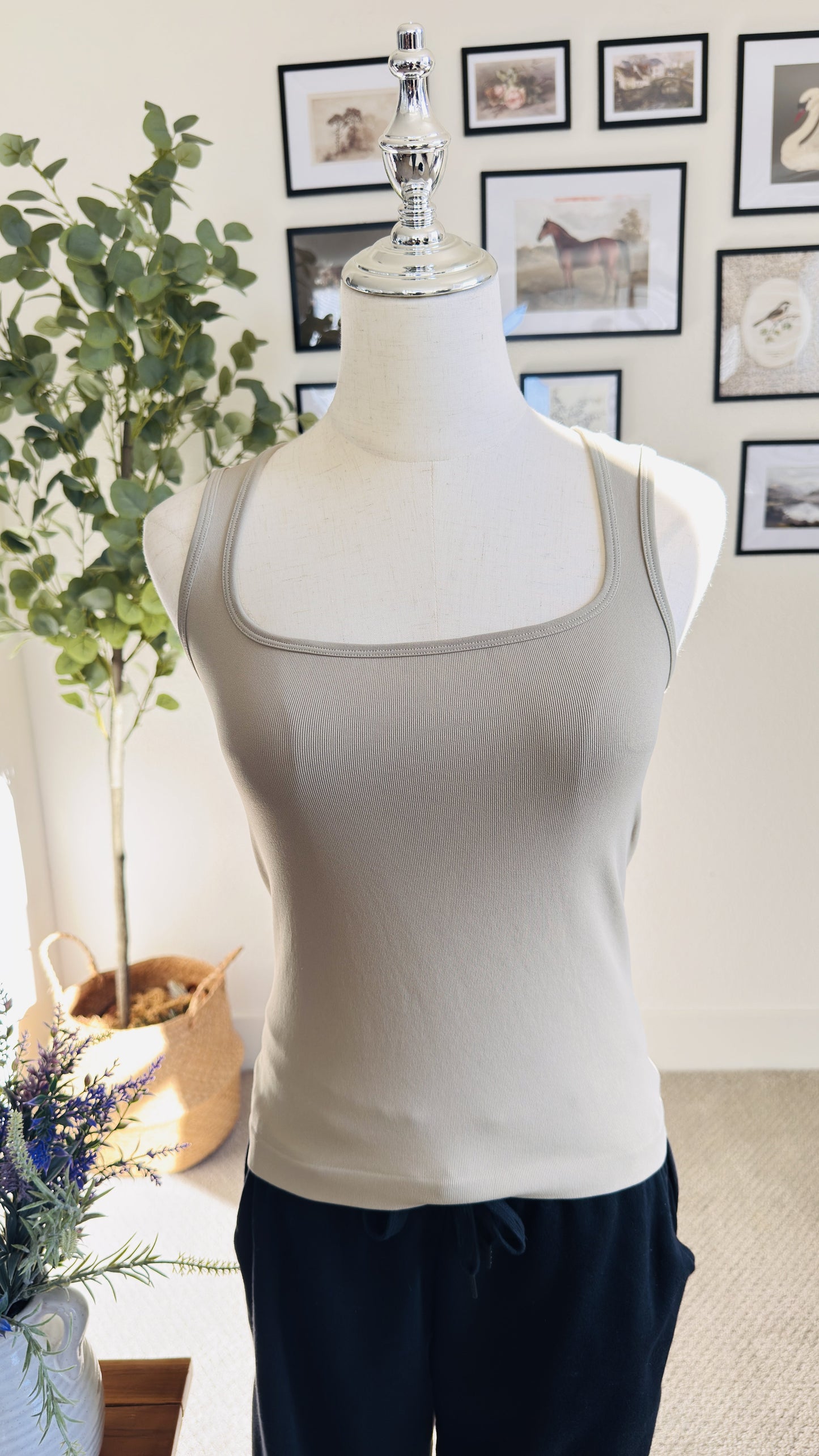 Vital Life Seamless Ribbed Square Neck Tank Top - Size M