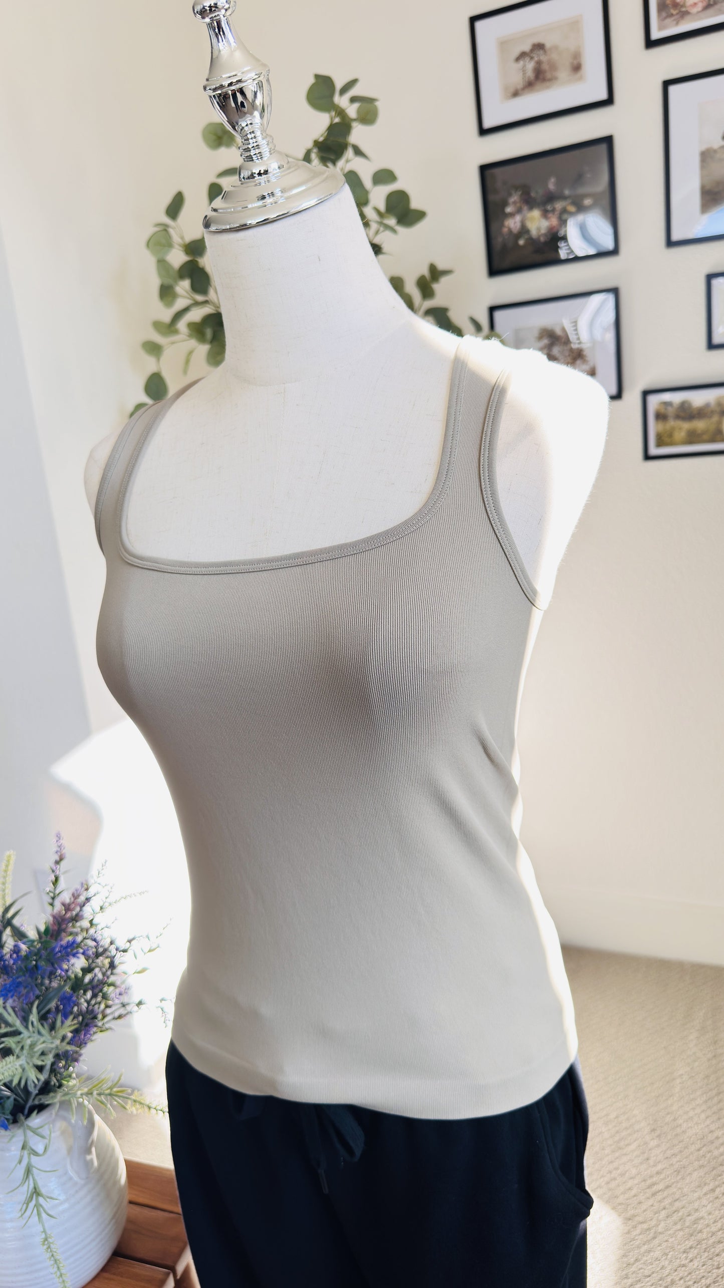 Vital Life Seamless Ribbed Square Neck Tank Top - Size M
