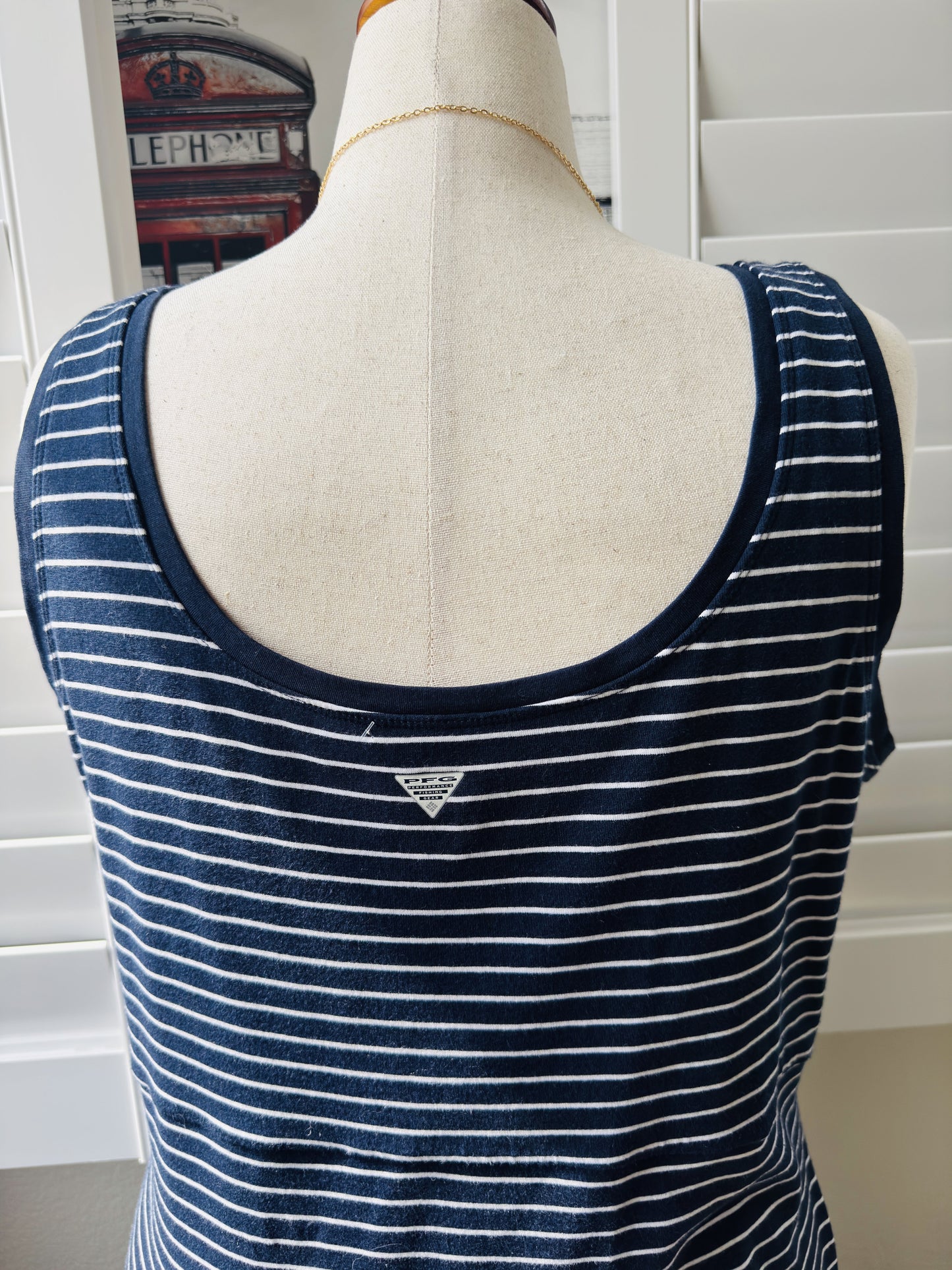 Columbia PFG Navy Blue Striped Maxi Dress Size 2X