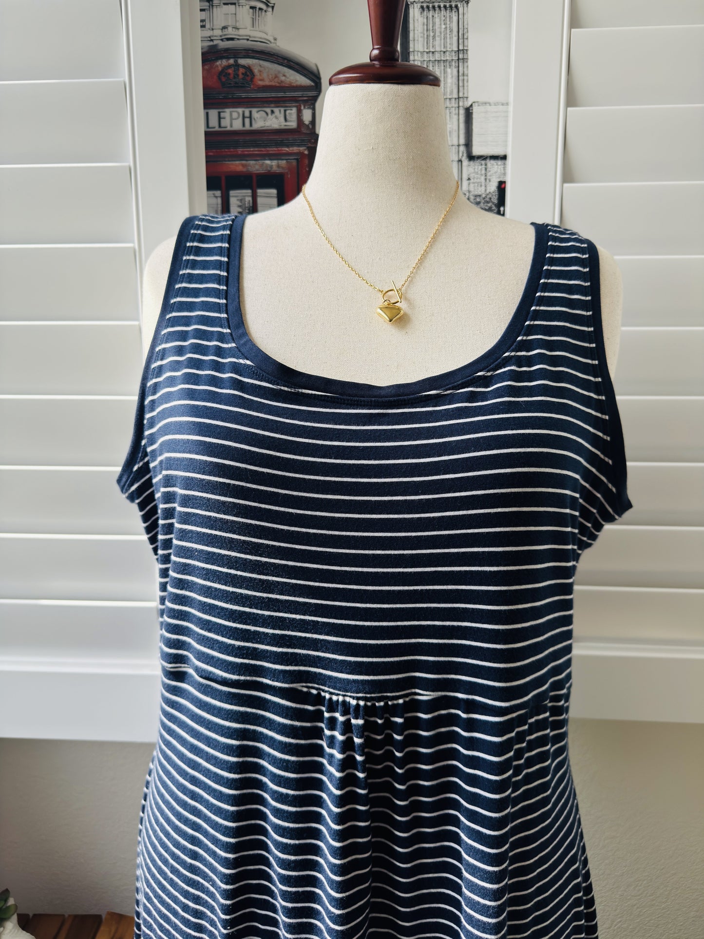 Columbia PFG Navy Blue Striped Maxi Dress Size 2X