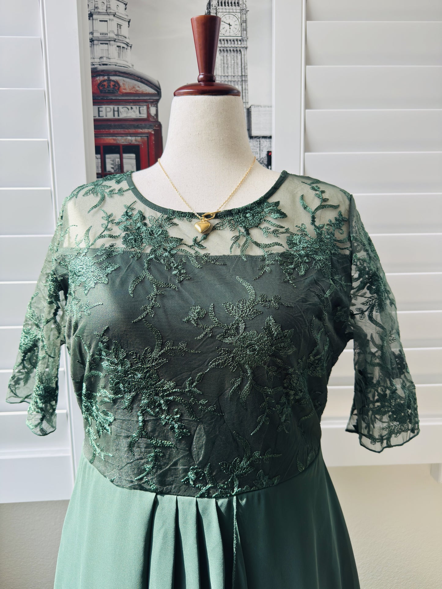 Boutique Forest Green Lace Bodice High-Low Dress Size 2XL