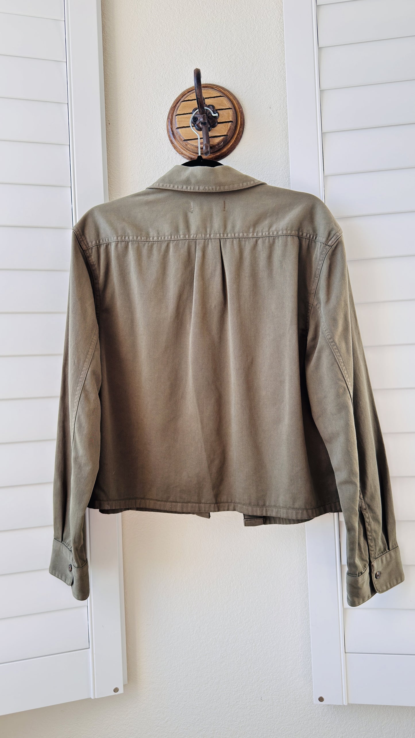Madewell Olive Green Cropped Military Utility Jacket - Size L