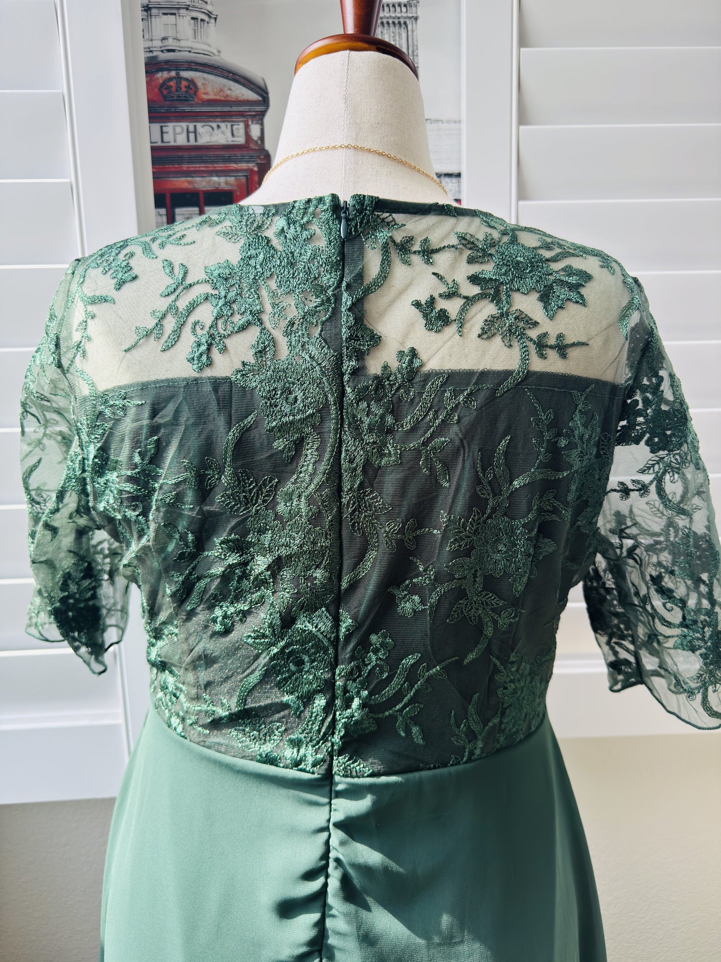 Boutique Forest Green Lace Bodice High-Low Dress Size 2XL
