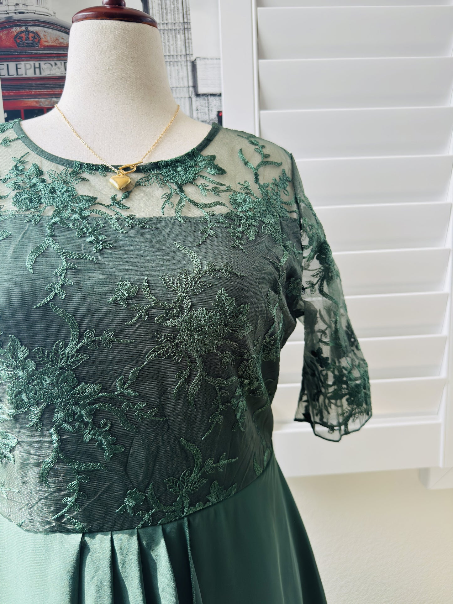 Boutique Forest Green Lace Bodice High-Low Dress Size 2XL