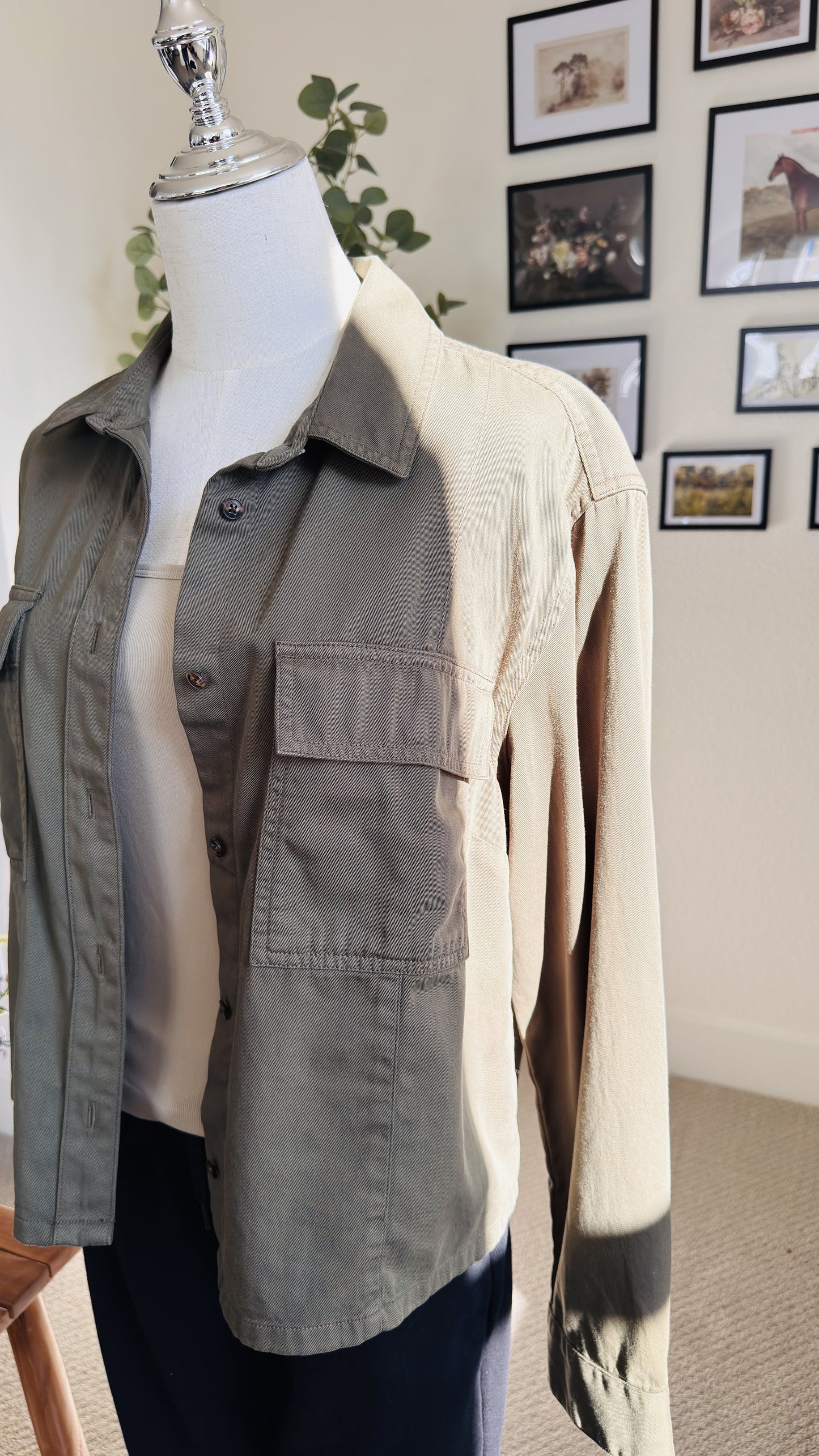 Madewell Olive Green Cropped Military Utility Jacket - Size L