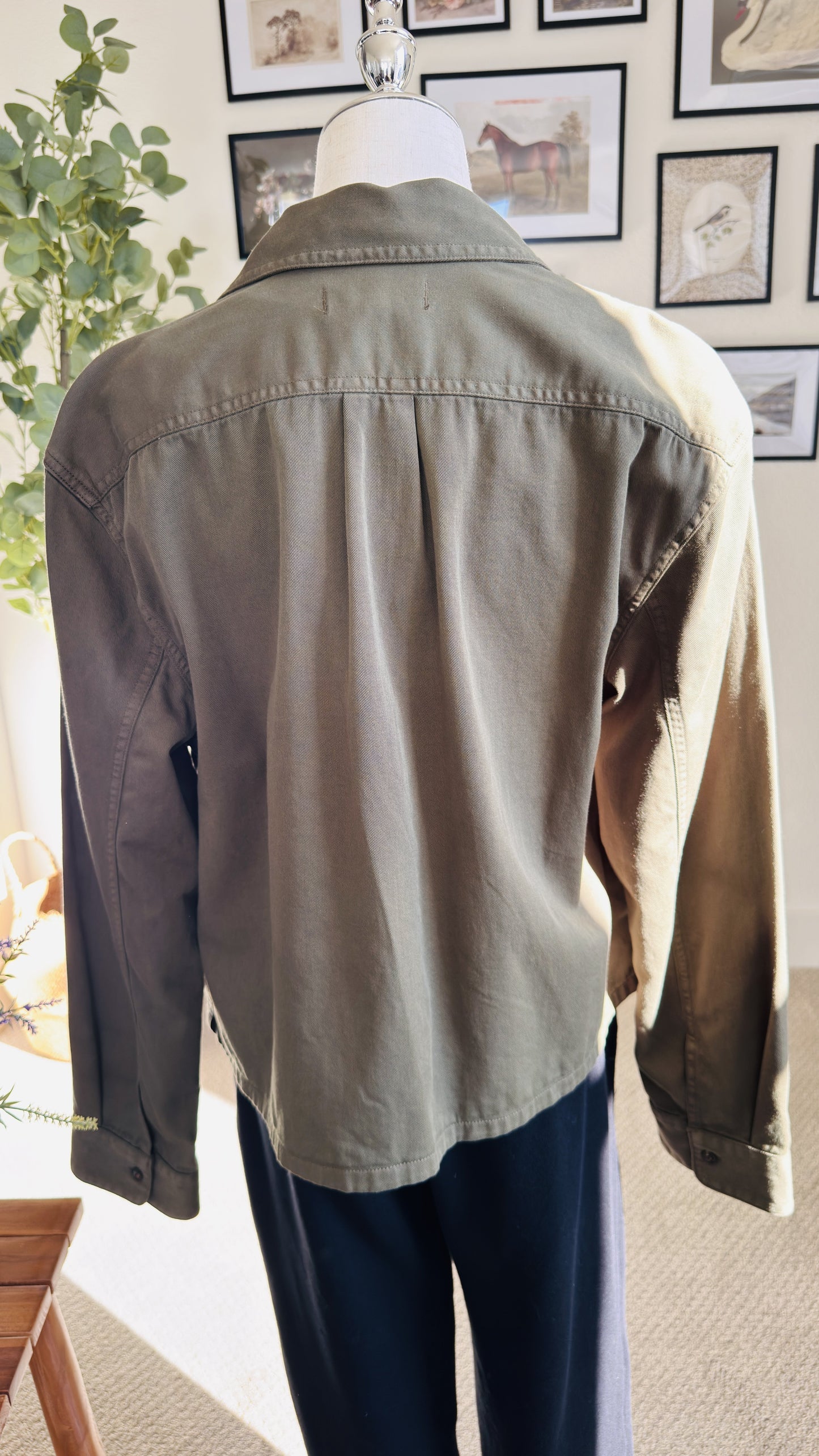 Madewell Olive Green Cropped Military Utility Jacket - Size L