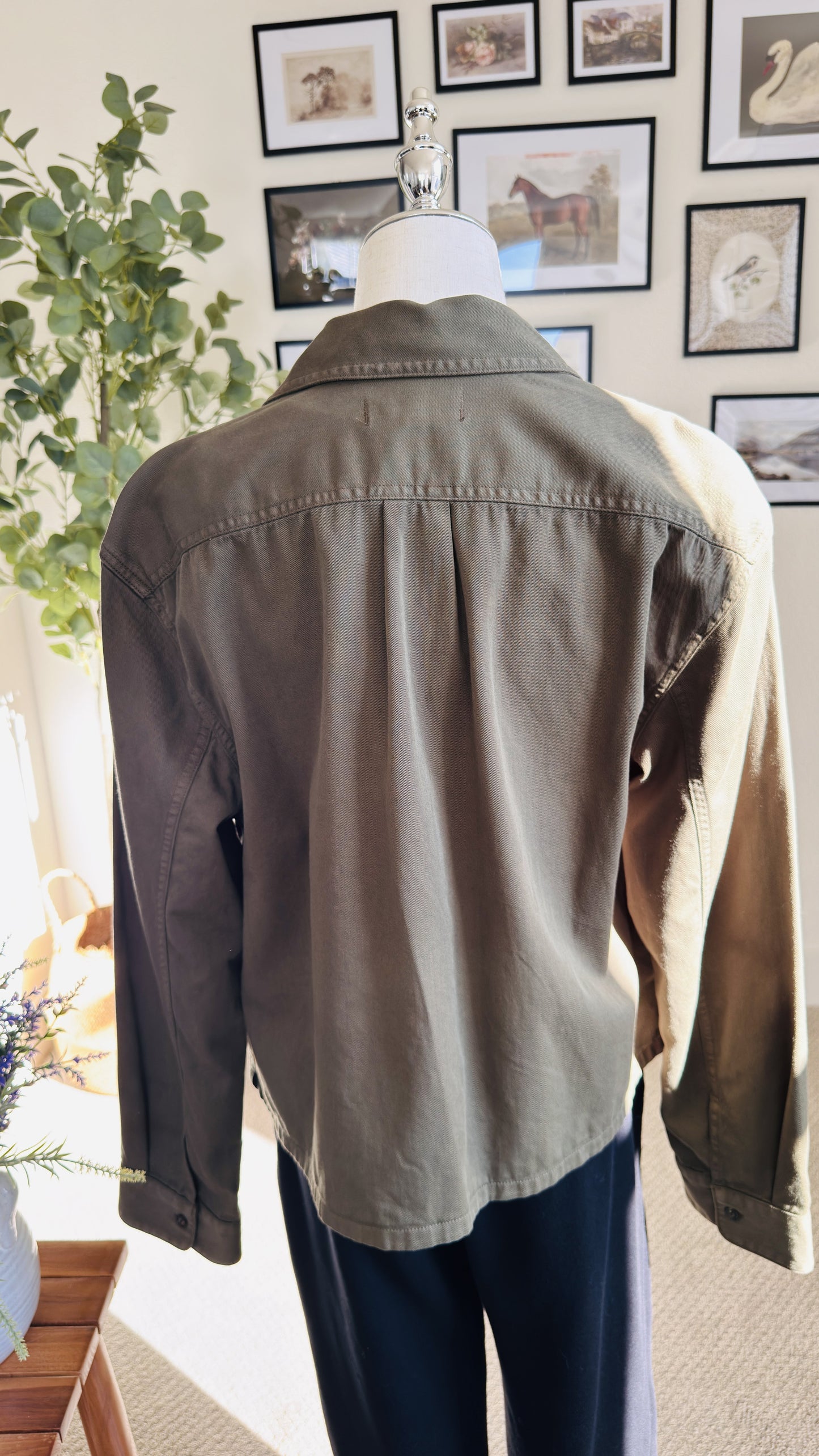 Madewell Olive Green Cropped Military Utility Jacket - Size L