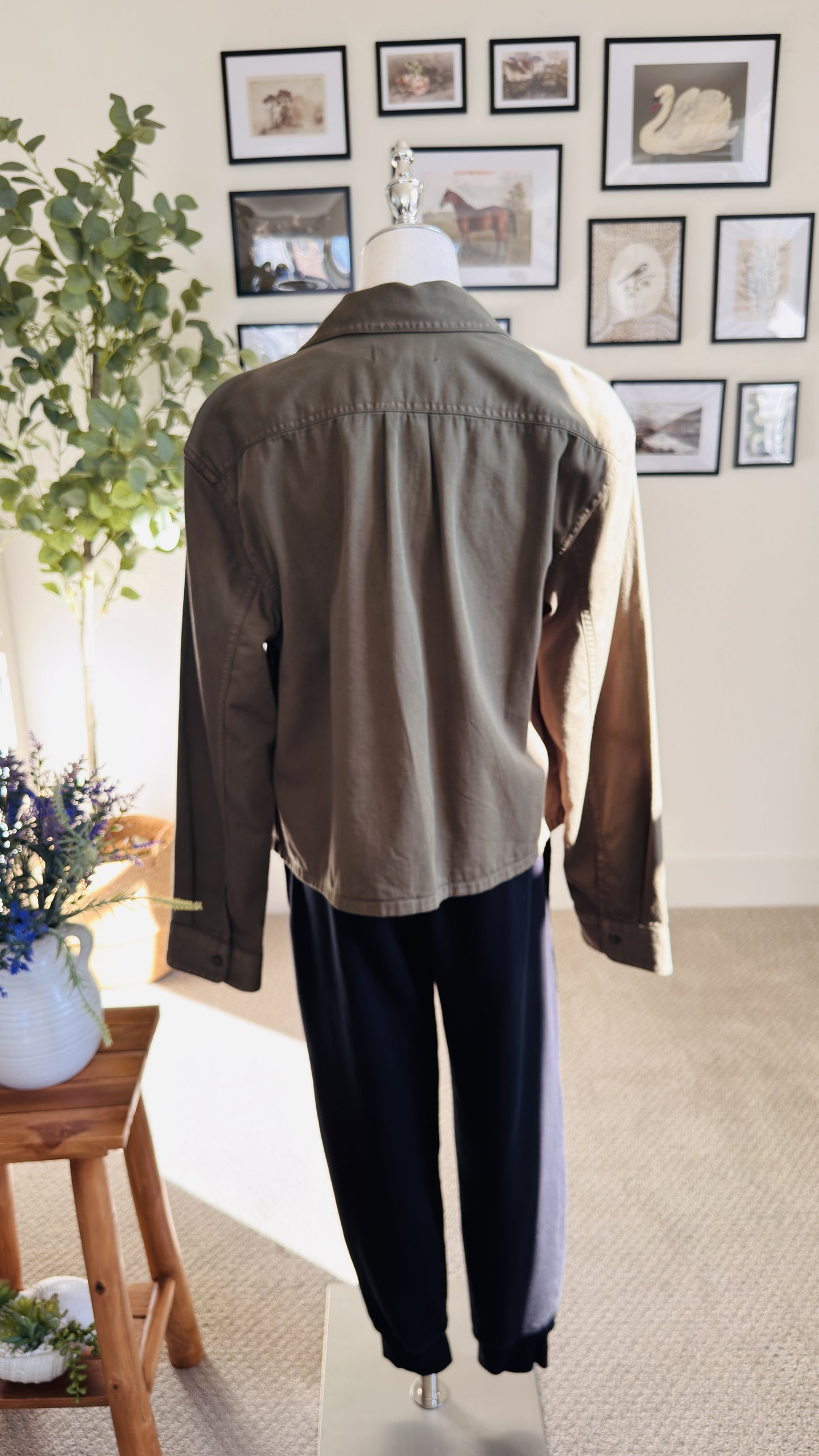Madewell Olive Green Cropped Military Utility Jacket - Size L