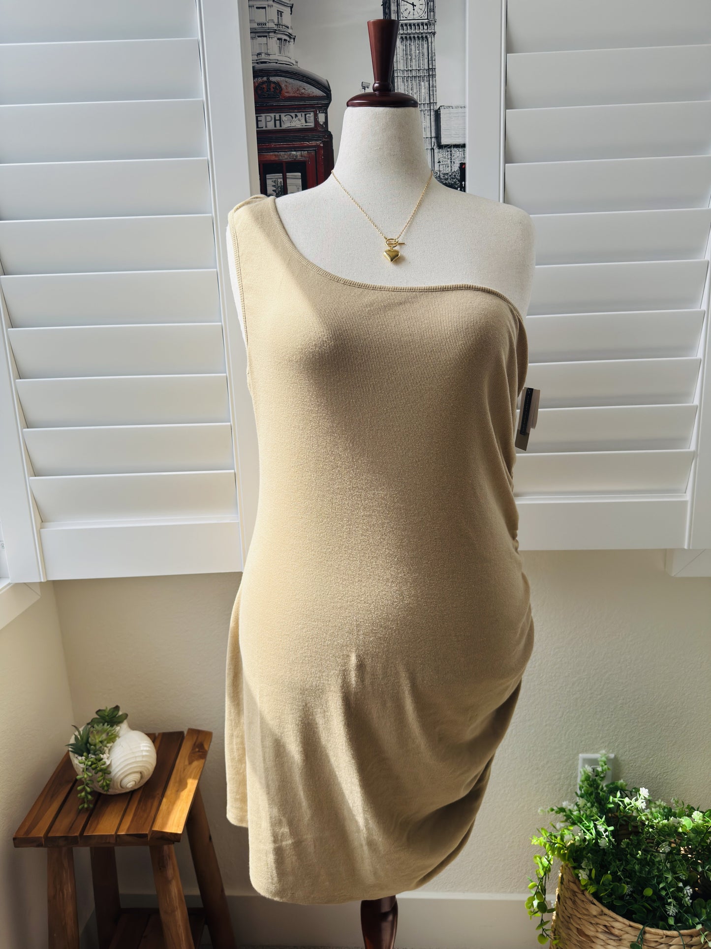 BP. One-Shoulder Ruched Ribbed Mini Dress Size 2X