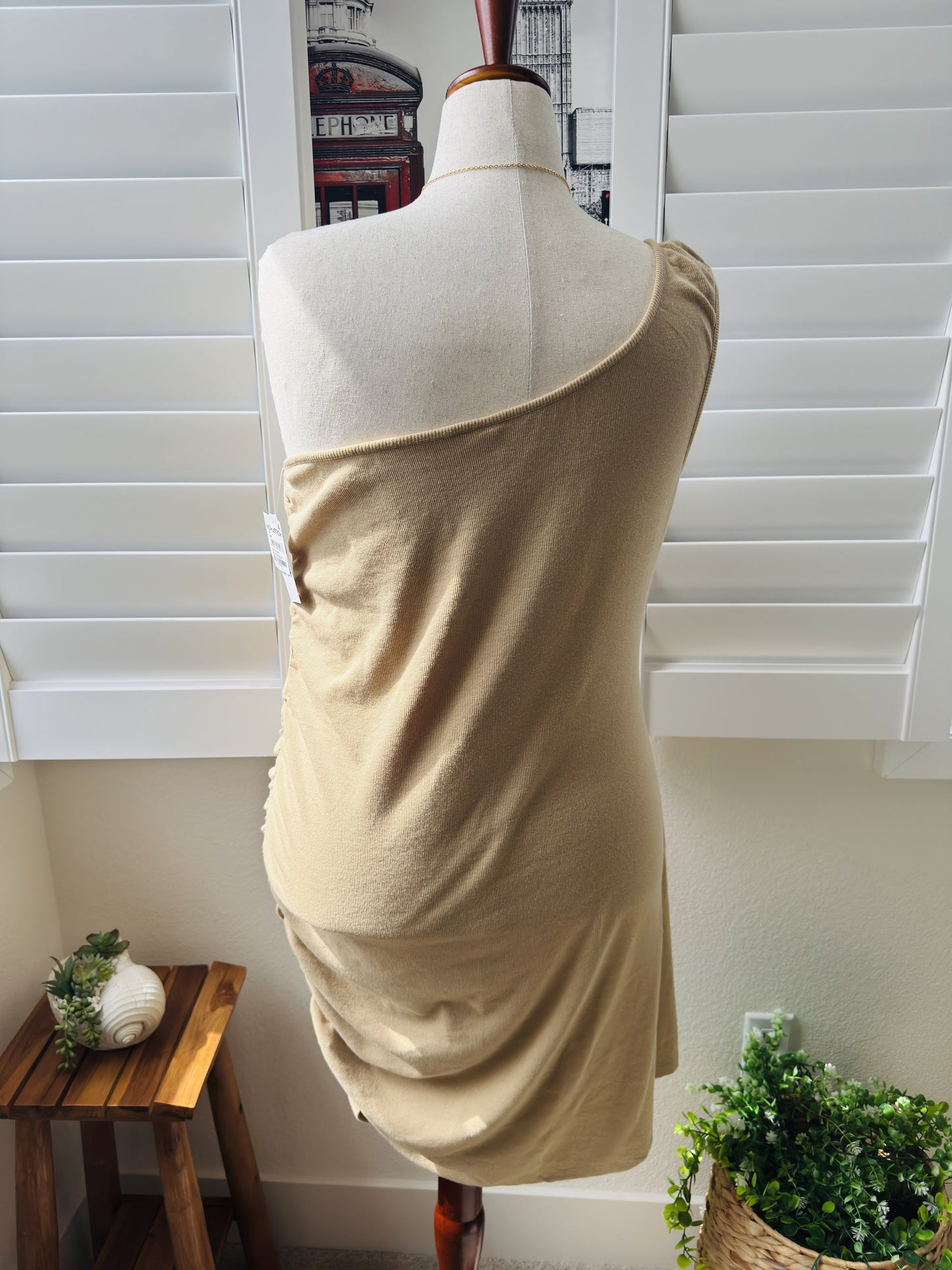 BP. One-Shoulder Ruched Ribbed Mini Dress Size 2X