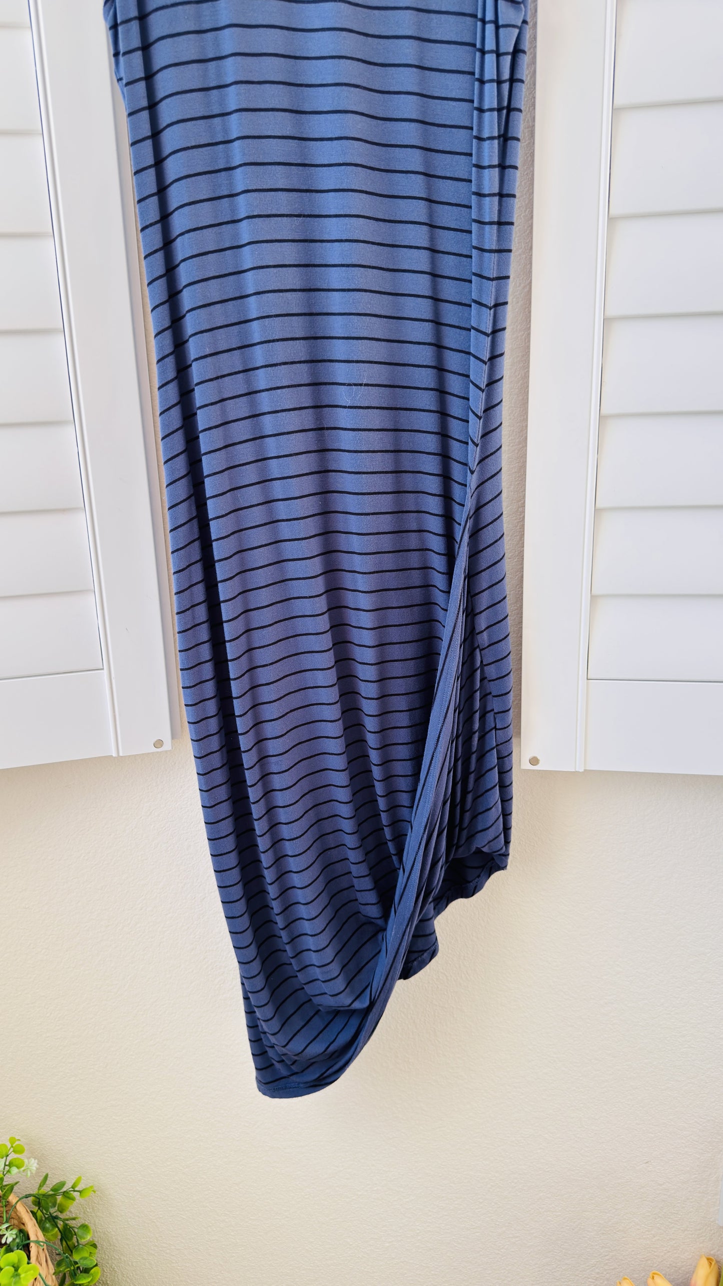 Express Blue Striped Sleeveless Asymmetric Draped Maxi Dress - Size M