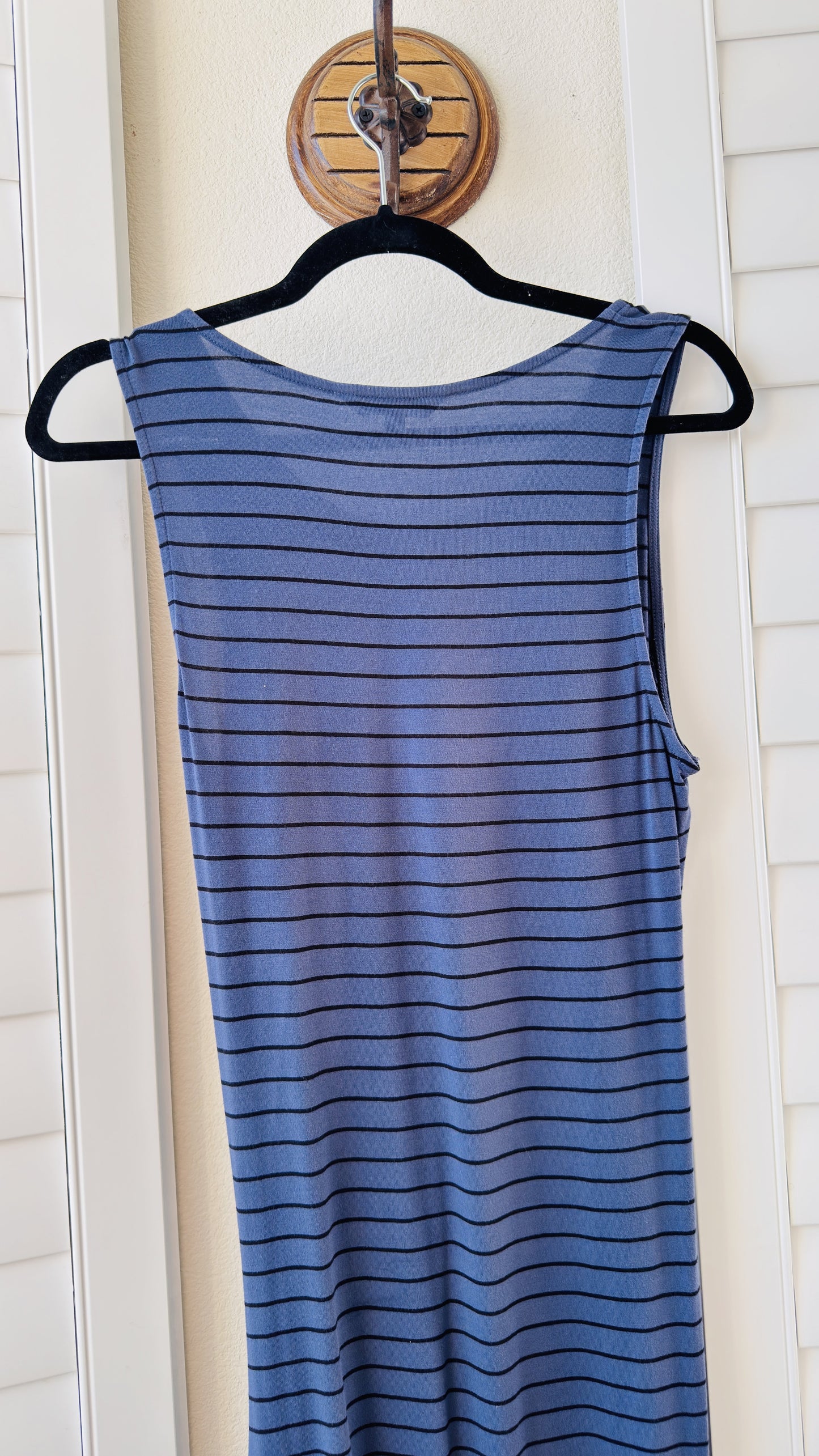 Express Blue Striped Sleeveless Asymmetric Draped Maxi Dress - Size M