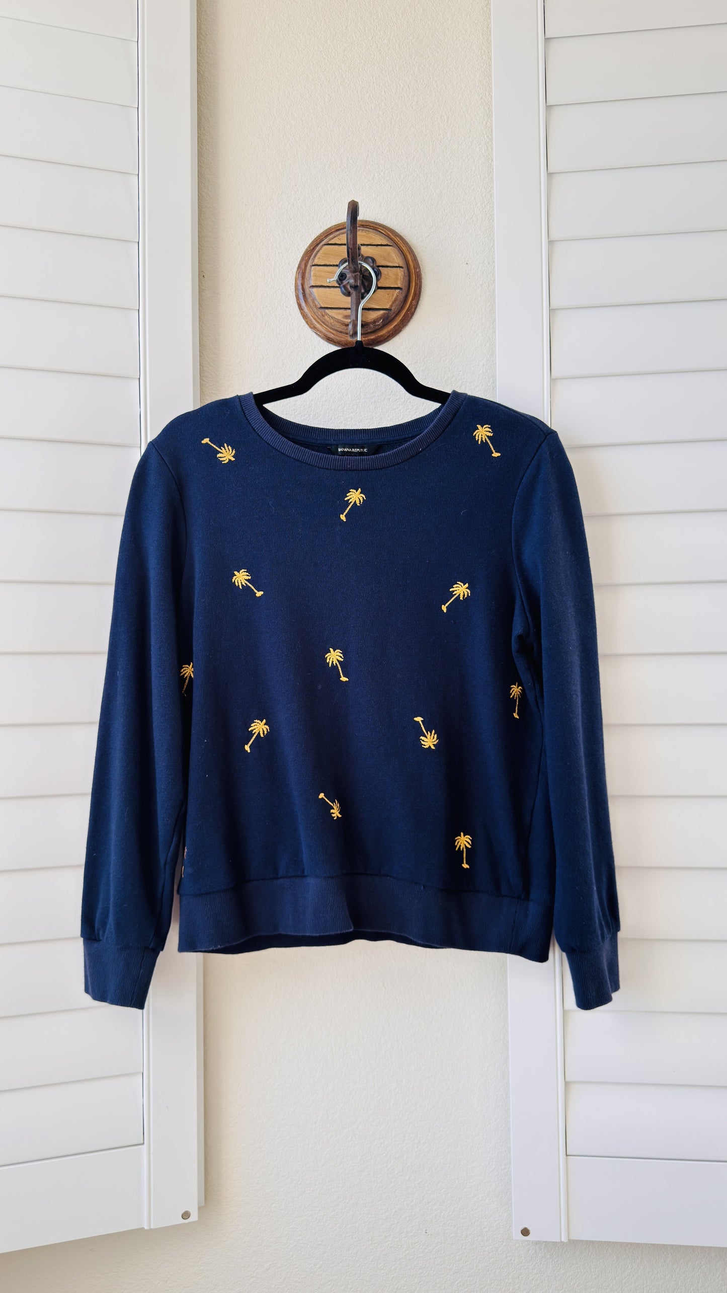 Banana Republic Navy Embroidered Palm Tree Sweatshirt - Size S