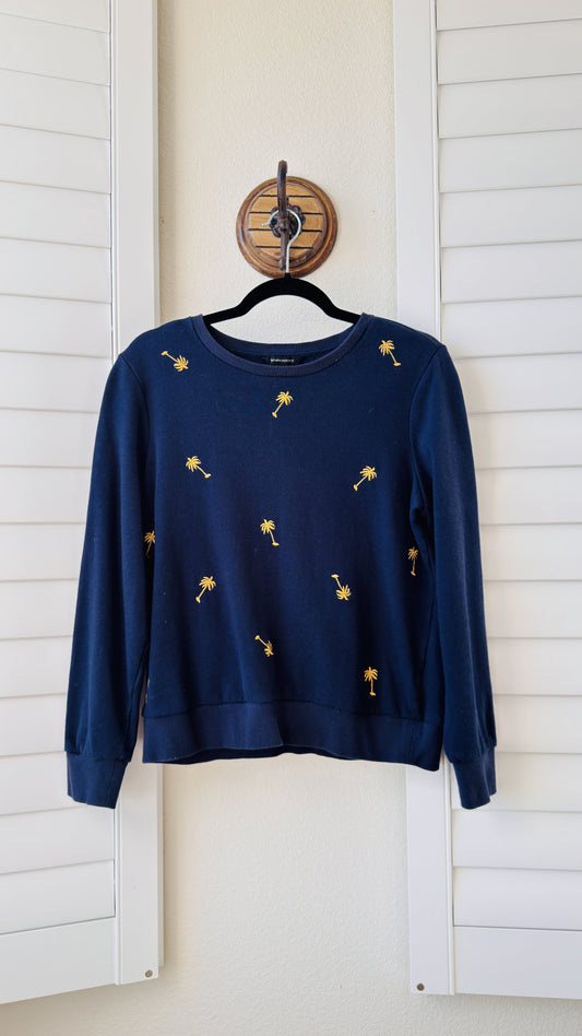 Banana Republic Navy Embroidered Palm Tree Sweatshirt - Size S