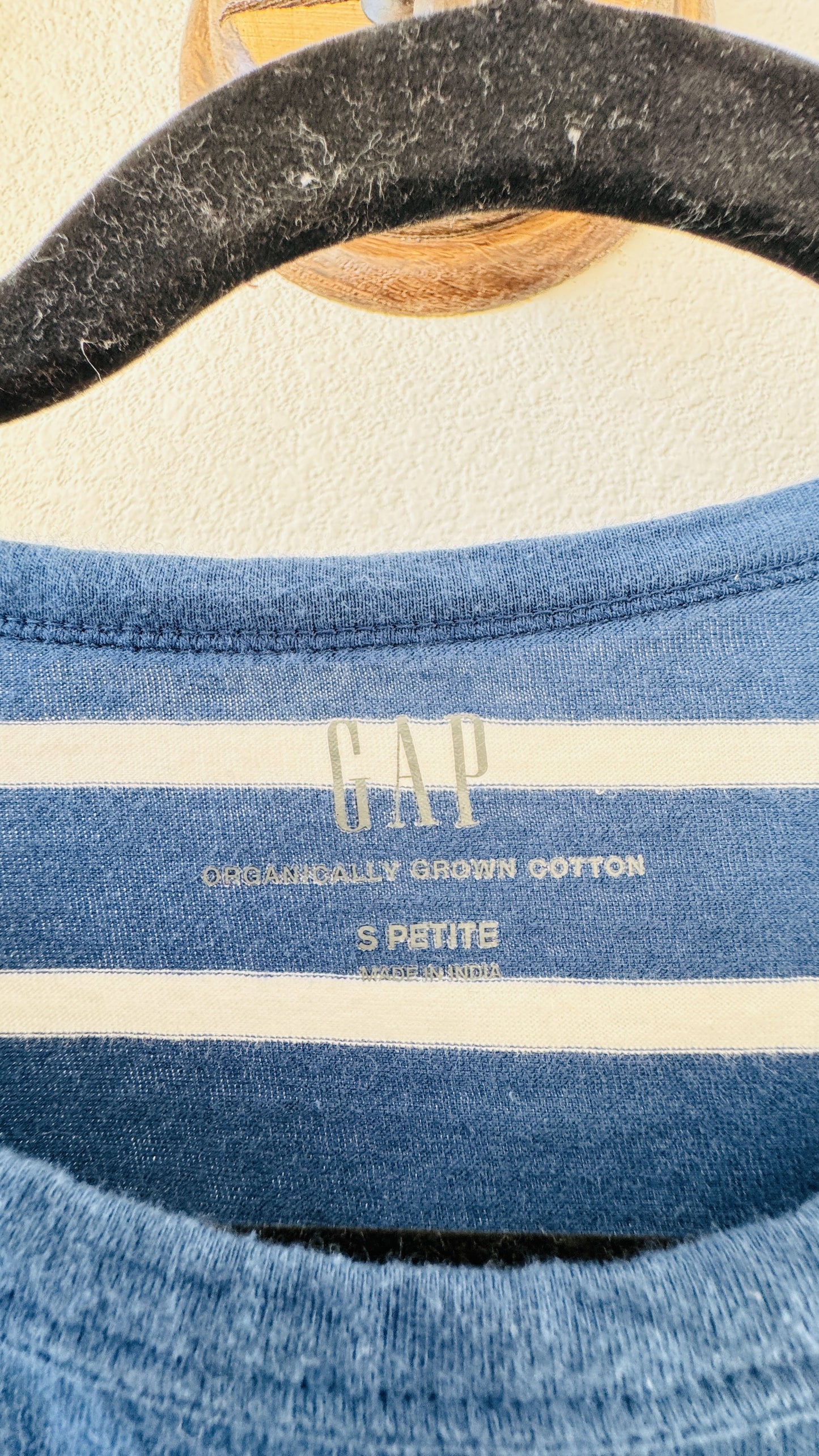 Gap Blue & White Striped Organic Cotton Crewneck T-Shirt - Size S Petite
