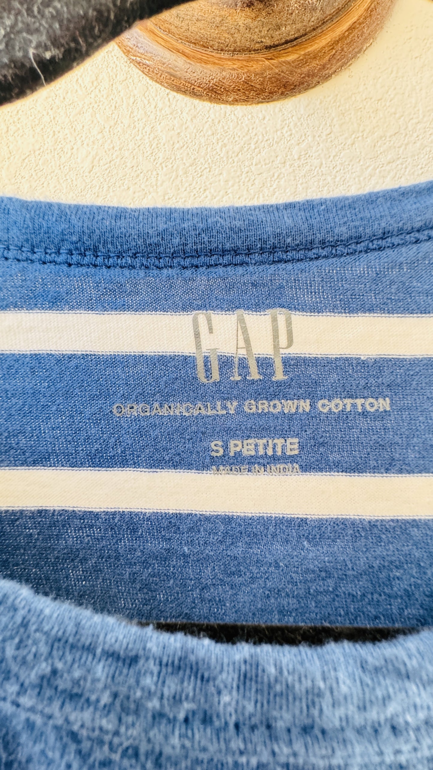 Gap Blue & White Striped Organic Cotton Crewneck T-Shirt - Size S Petite