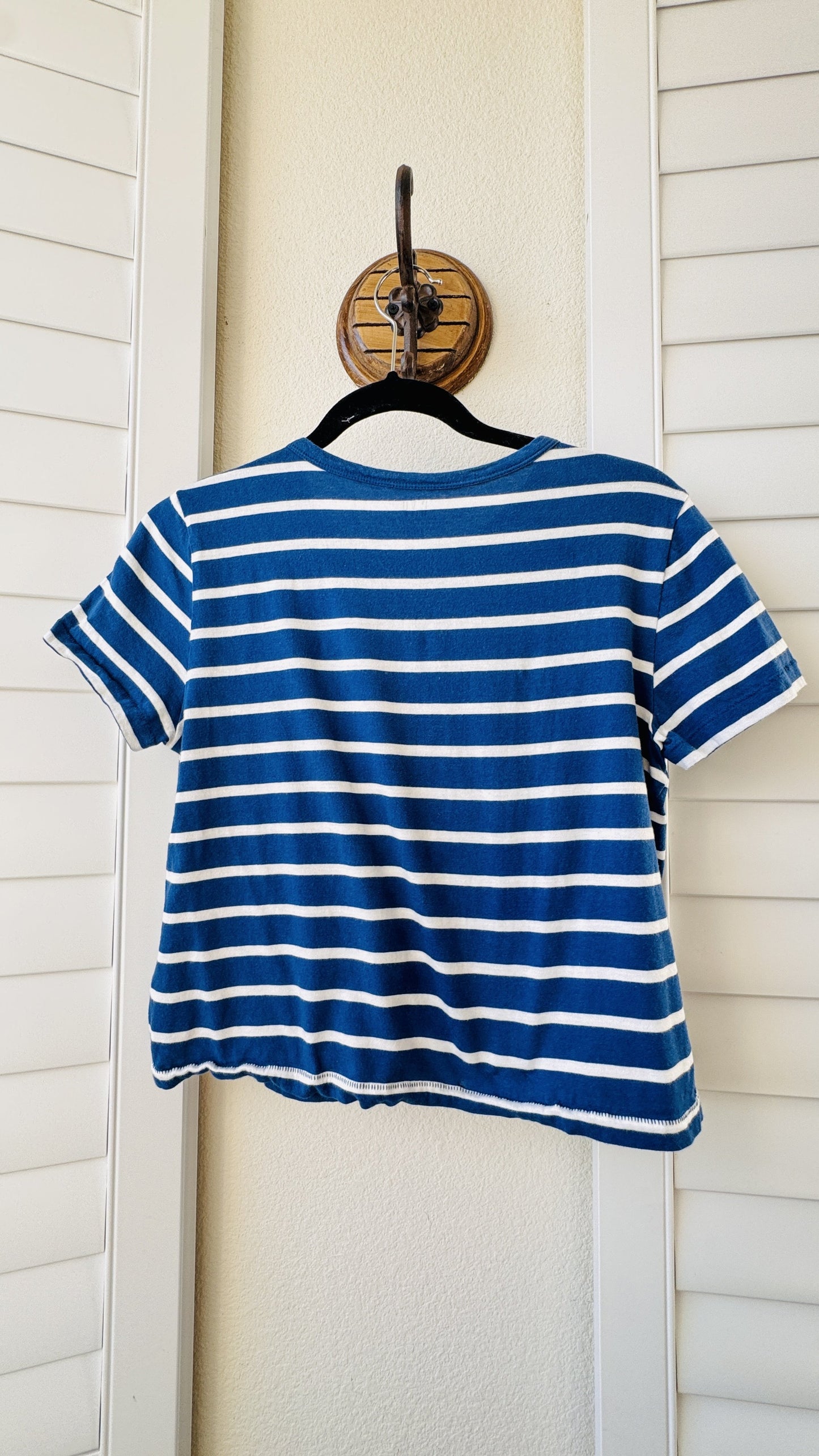 Gap Blue & White Striped Organic Cotton Crewneck T-Shirt - Size S Petite