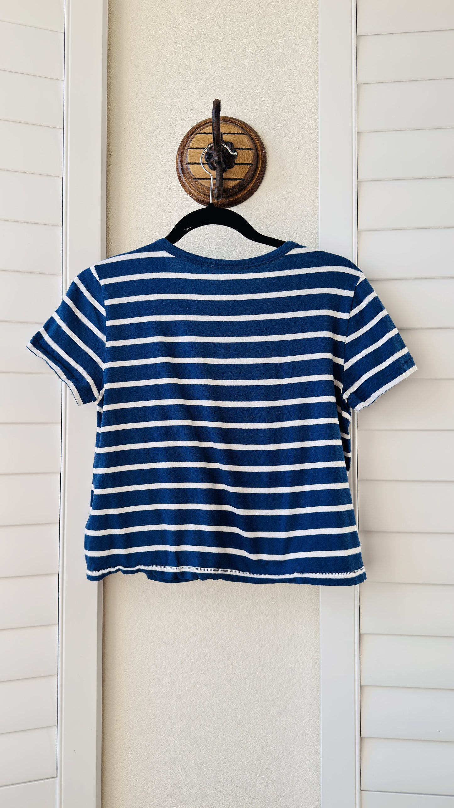 Gap Blue & White Striped Organic Cotton Crewneck T-Shirt - Size S Petite