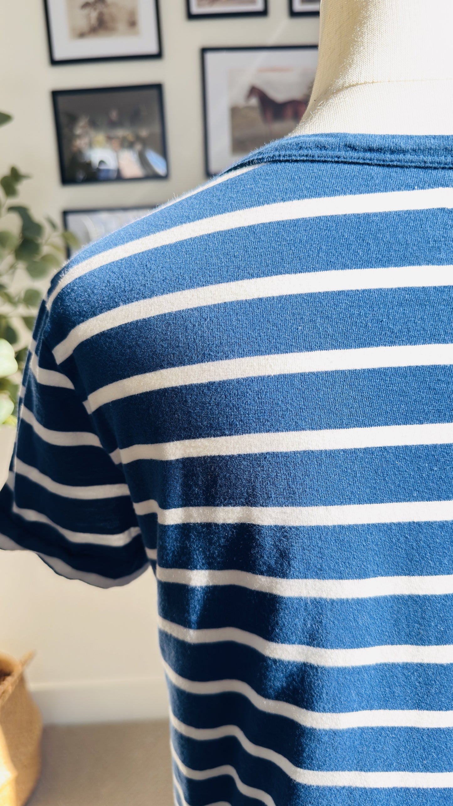 Gap Blue & White Striped Organic Cotton Crewneck T-Shirt - Size S Petite