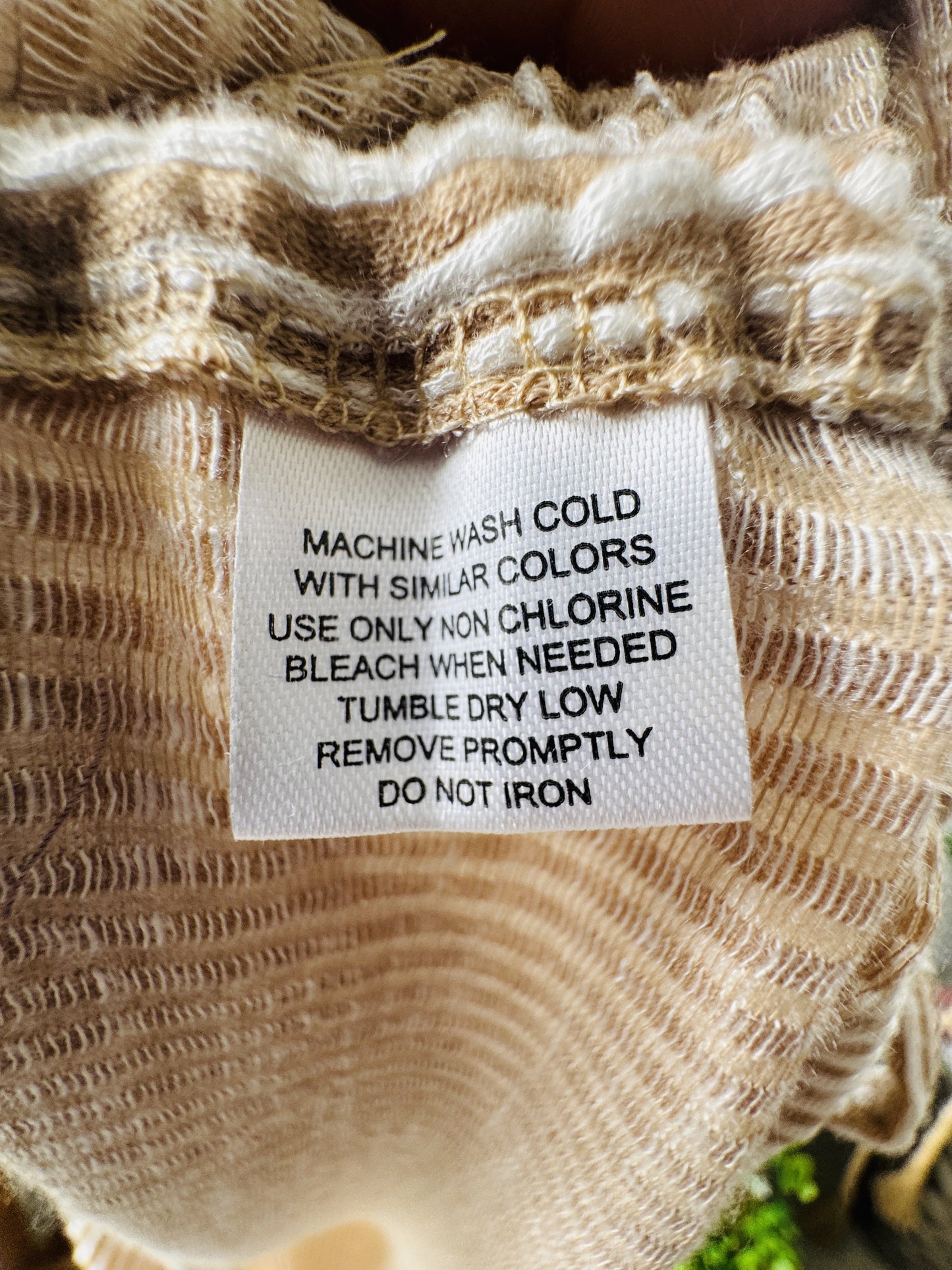French Laundry Tan Striped V-Neck Cinch Top Size 3X