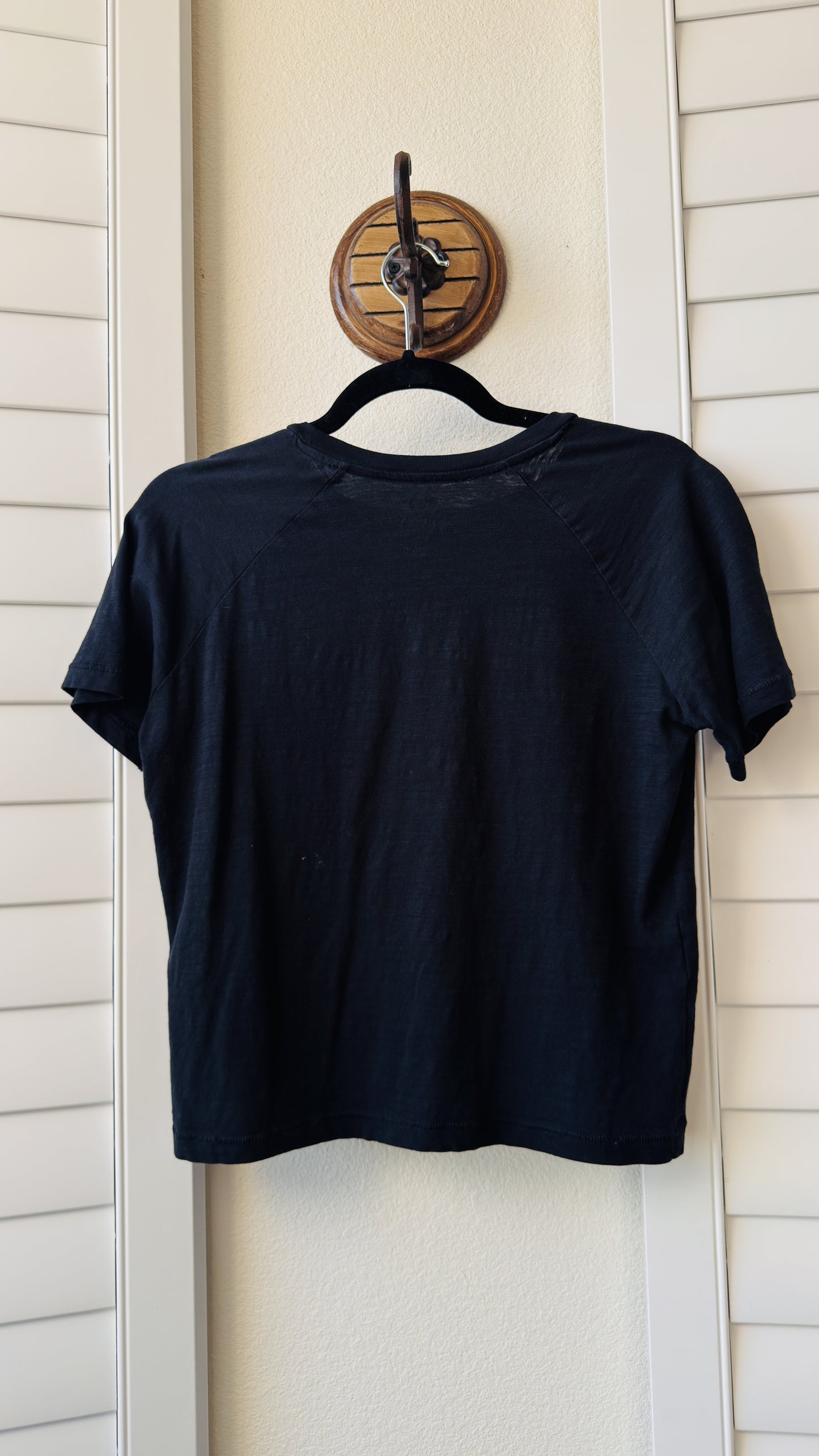 Abercrombie & Fitch Black Cropped Elastic Hem Tee - Size L