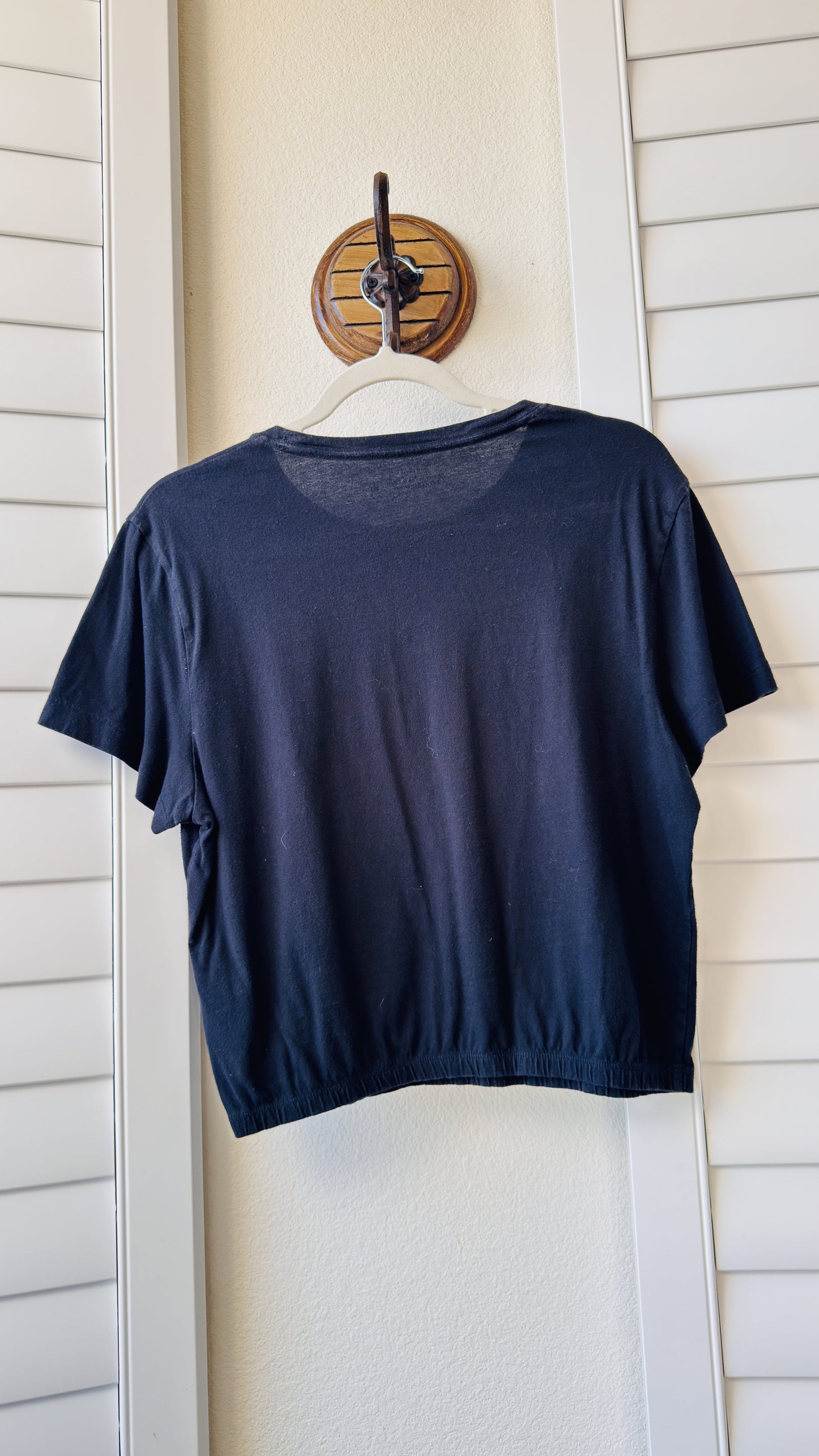 Abercrombie & Fitch Black Cropped Elastic Hem Tee - Size L