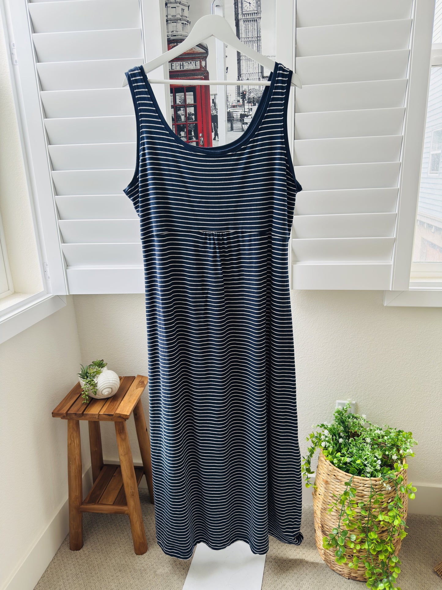 Columbia PFG Navy Blue Striped Maxi Dress Size 2X