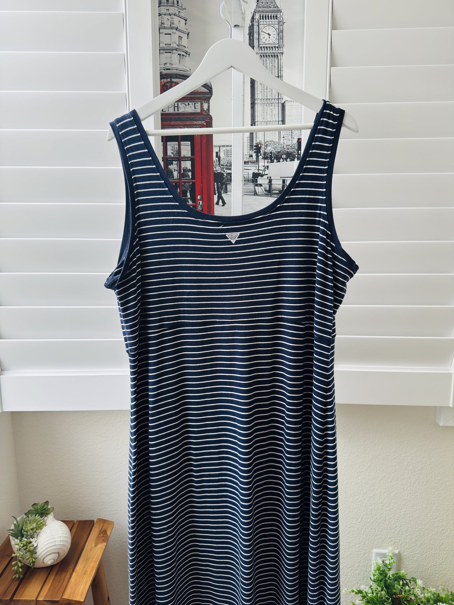 Columbia PFG Navy Blue Striped Maxi Dress Size 2X
