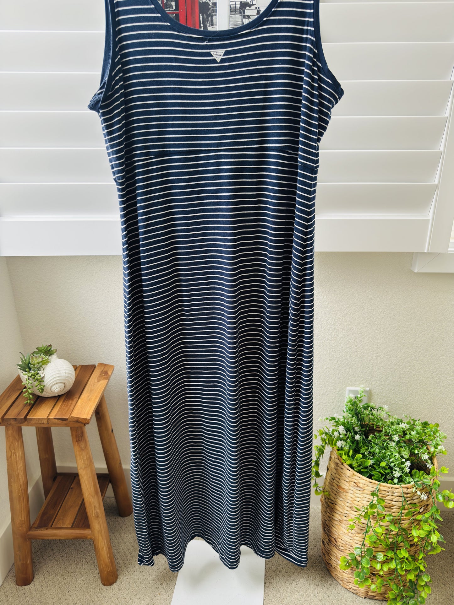 Columbia PFG Navy Blue Striped Maxi Dress Size 2X