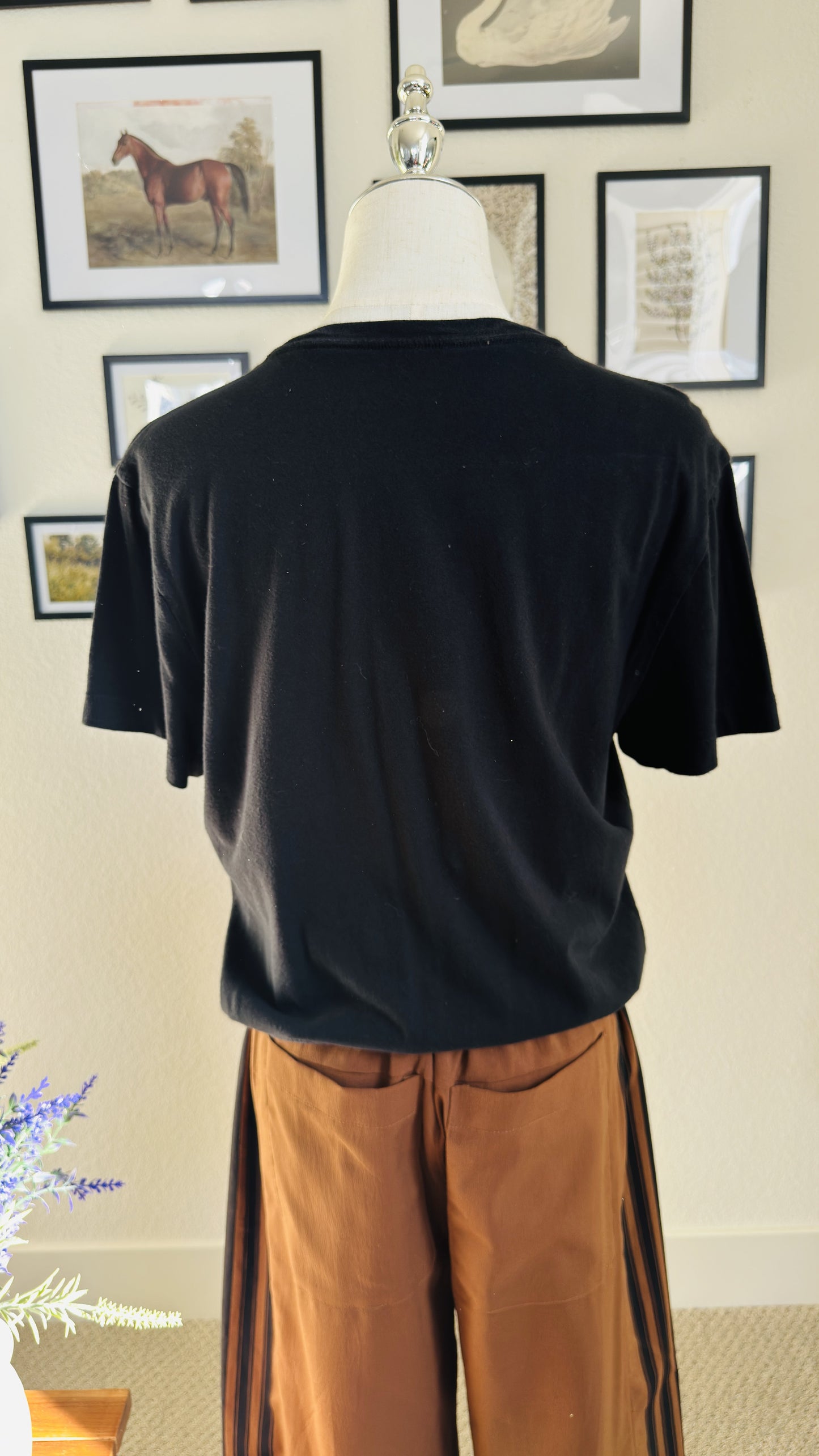 Abercrombie & Fitch Black Cropped Elastic Hem Tee - Size L