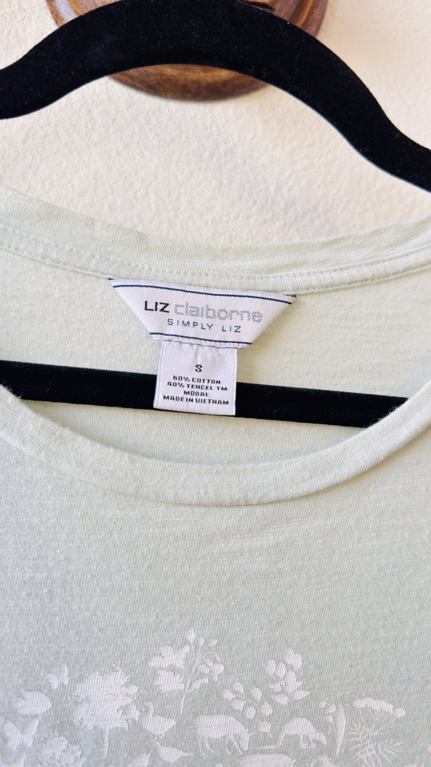 Liz Claiborne Simply Liz Green Animal Tree Graphic Tee - Size S