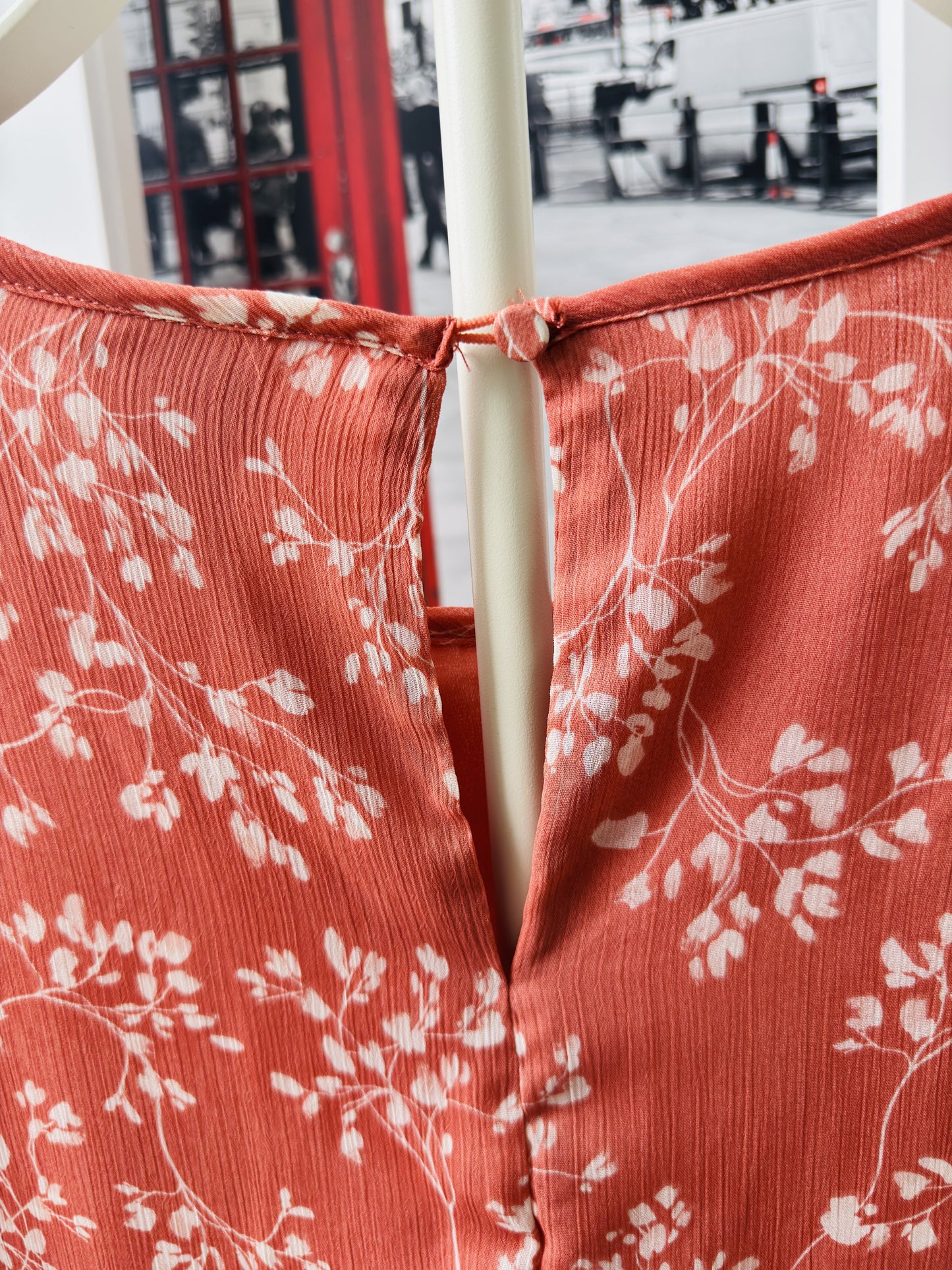 Ava & Viv Floral Tiered Sleeve Keyhole Back Blouse Coral Size 3X