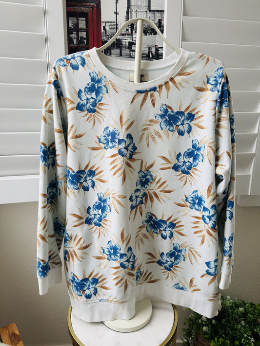 Lands' End Floral Serious Sweats Crewneck Sweatshirt Size 1X