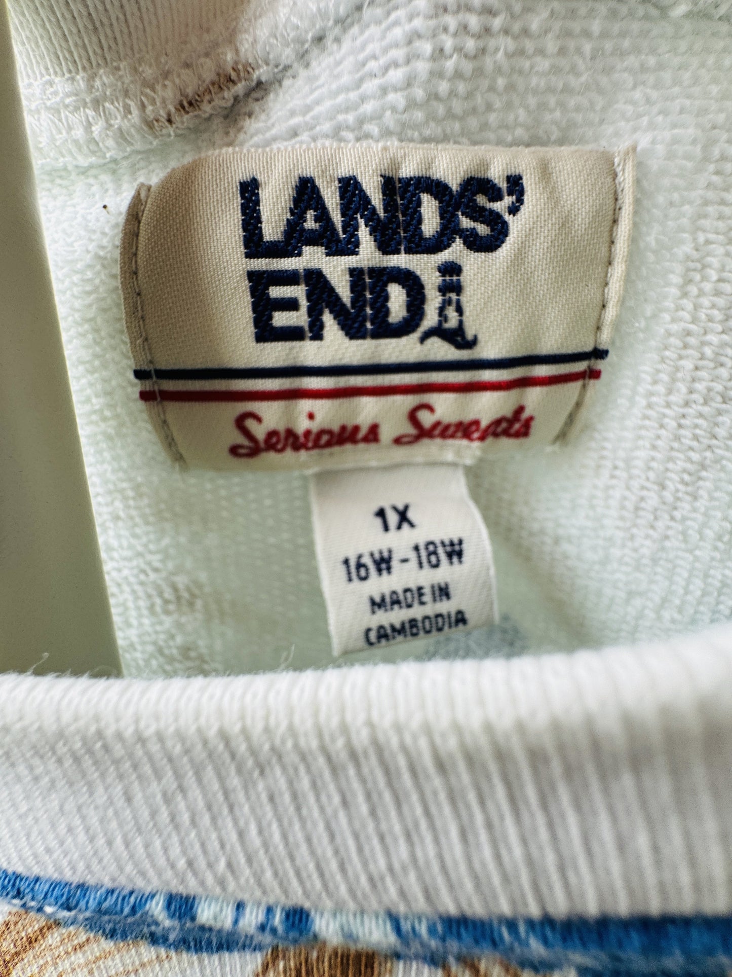 Lands' End Floral Serious Sweats Crewneck Sweatshirt Size 1X