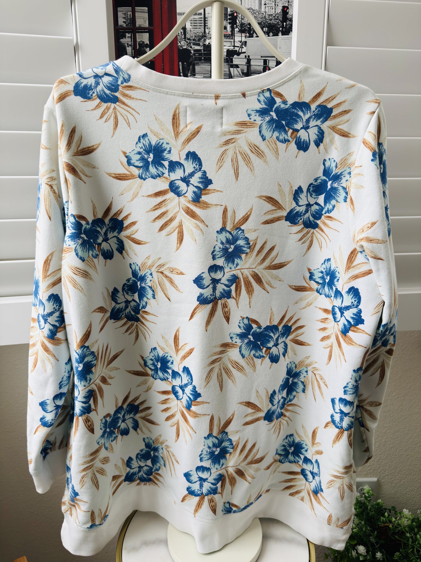 Lands' End Floral Serious Sweats Crewneck Sweatshirt Size 1X