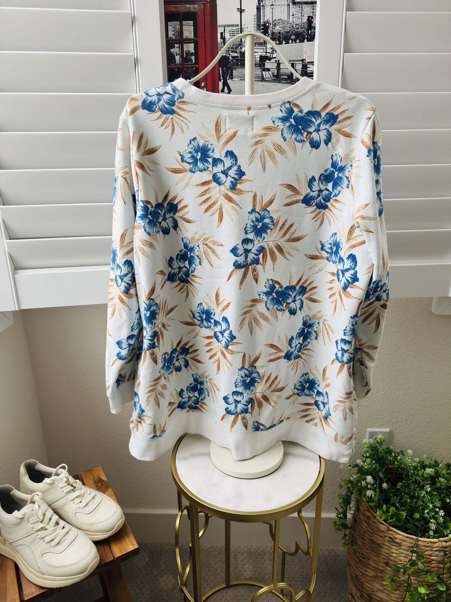 Lands' End Floral Serious Sweats Crewneck Sweatshirt Size 1X